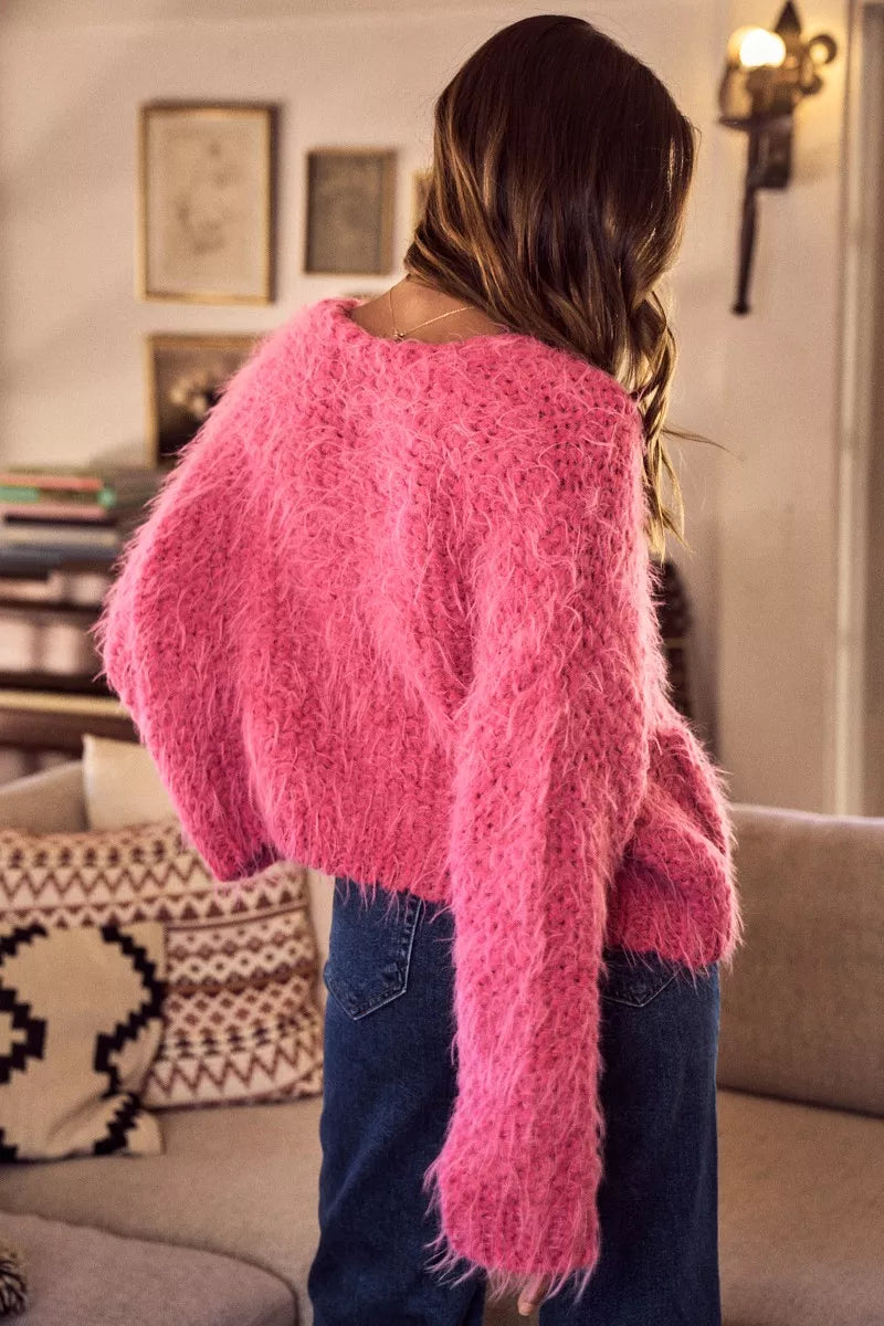 So Me Soft-Touch Loose-Fit Cardigan in Pink