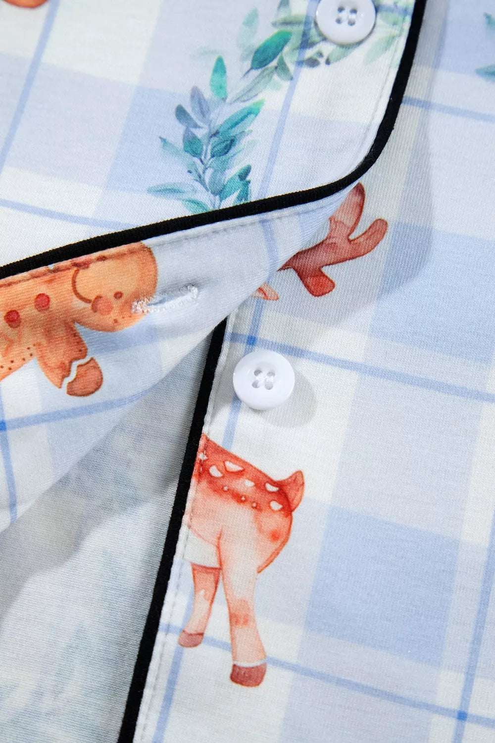Plaid Christmas Pajama Set in Light Blue