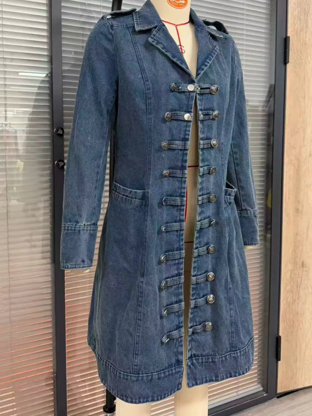 Plus Size Longline Denim Jacket in Blue