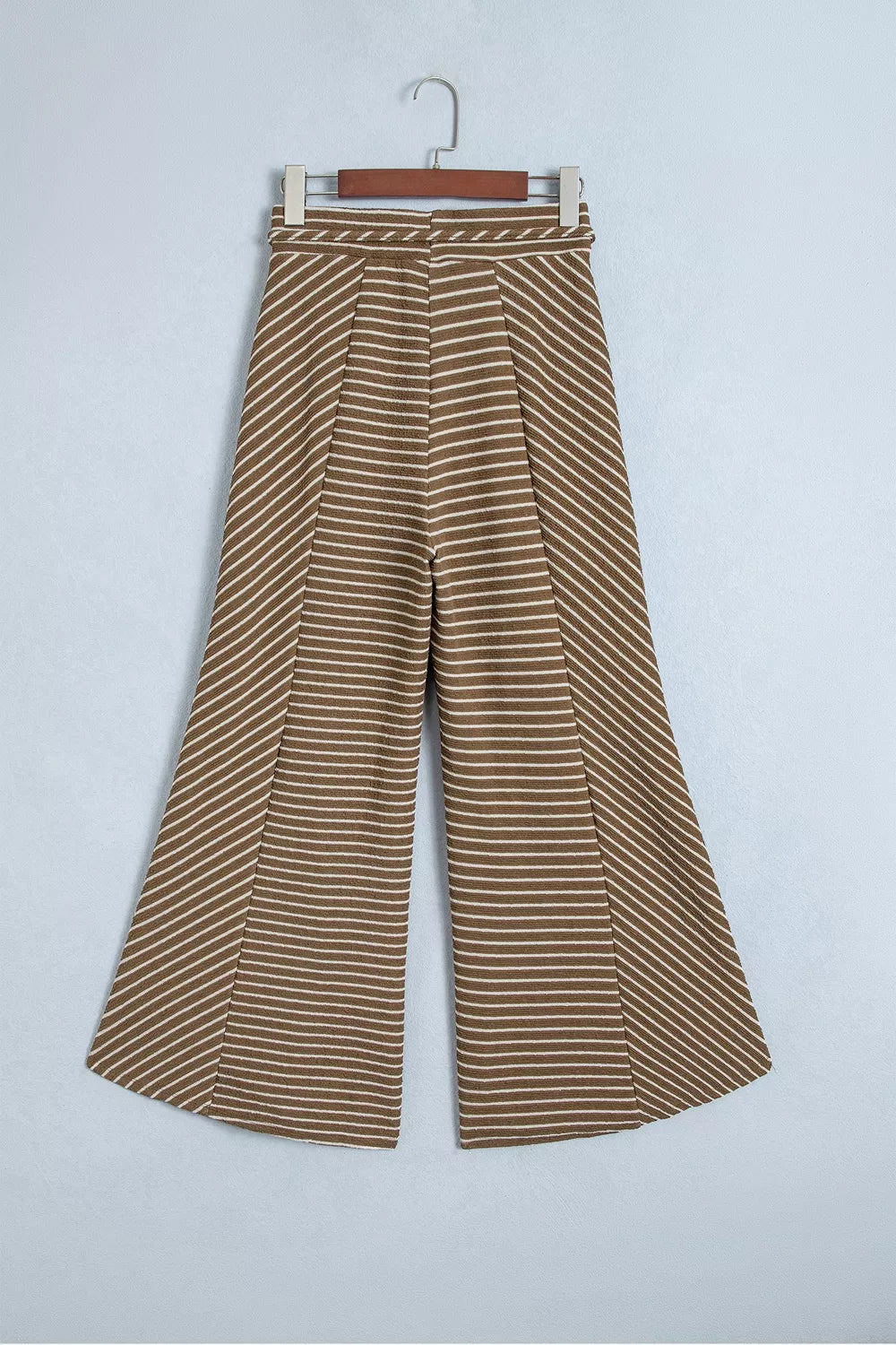 Stripe Patchwork Wide Leg Pants in Brown