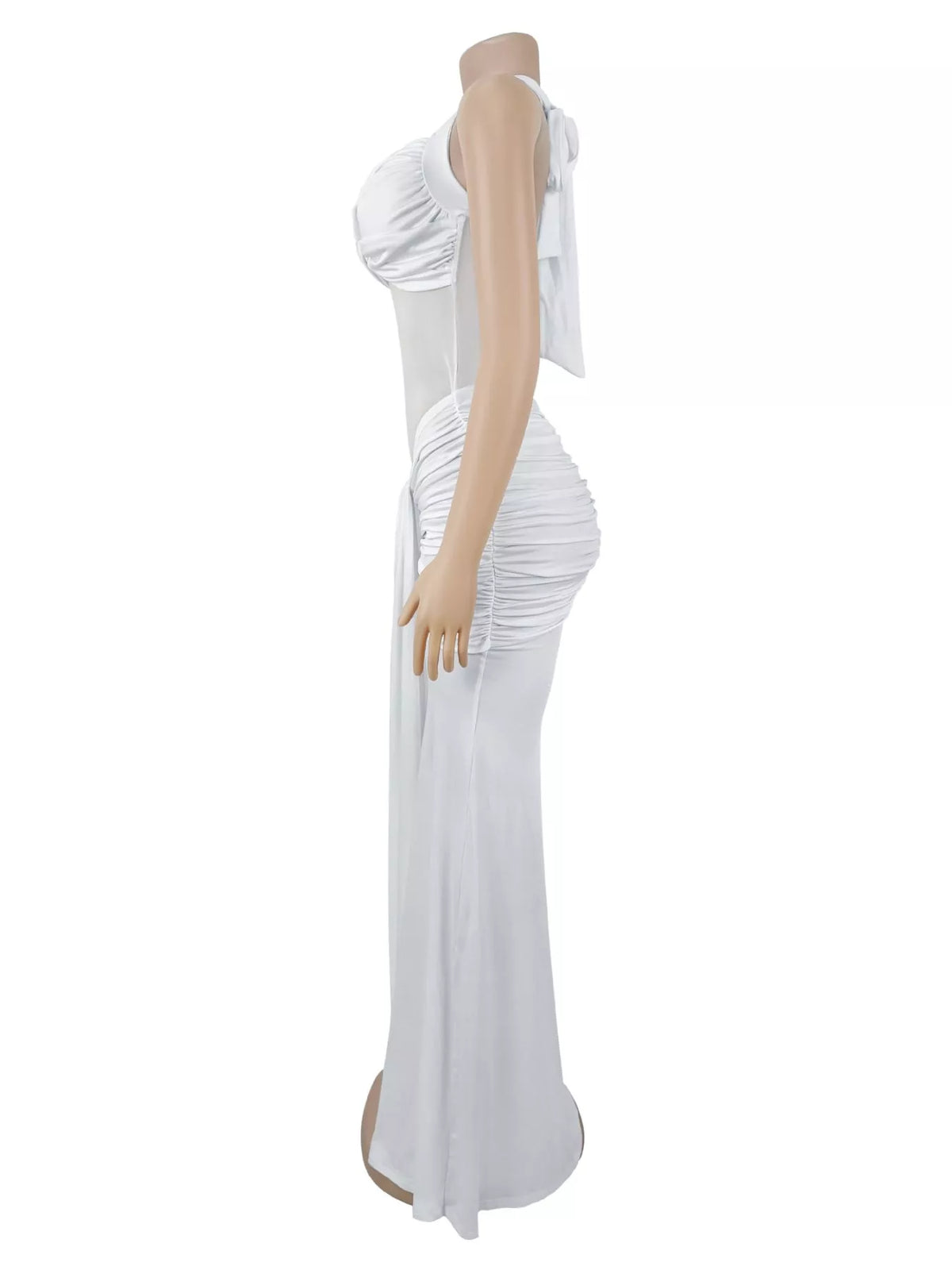 Twisted Front Ruched Bodycon Maxi Dress