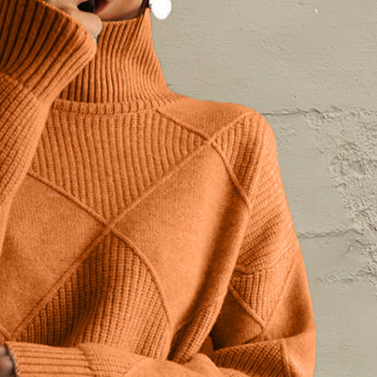 Geometric Turtleneck Sweater
