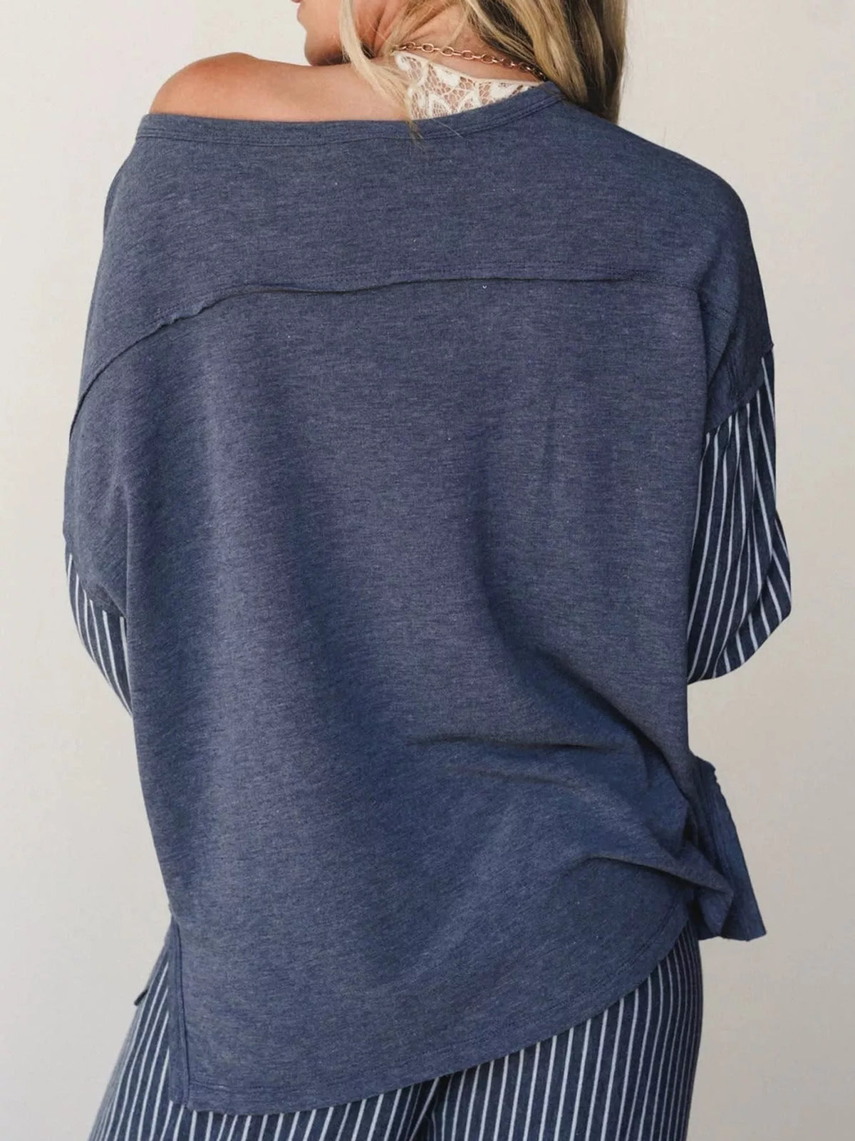 Striped Boat-Neck Top and Wide-Leg Pants Set