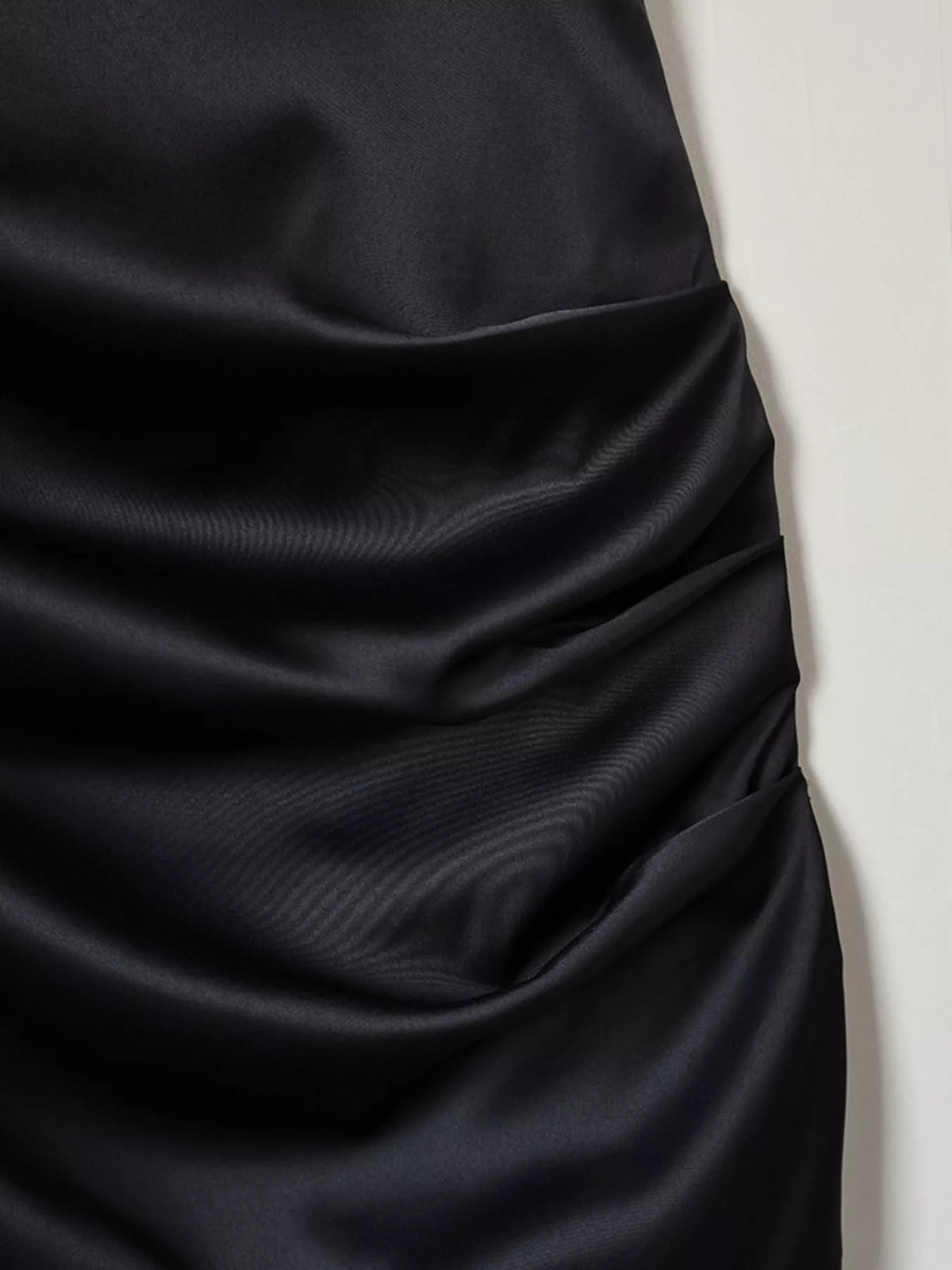 Satin Mini Dress with Lace Detachable Cape in Black