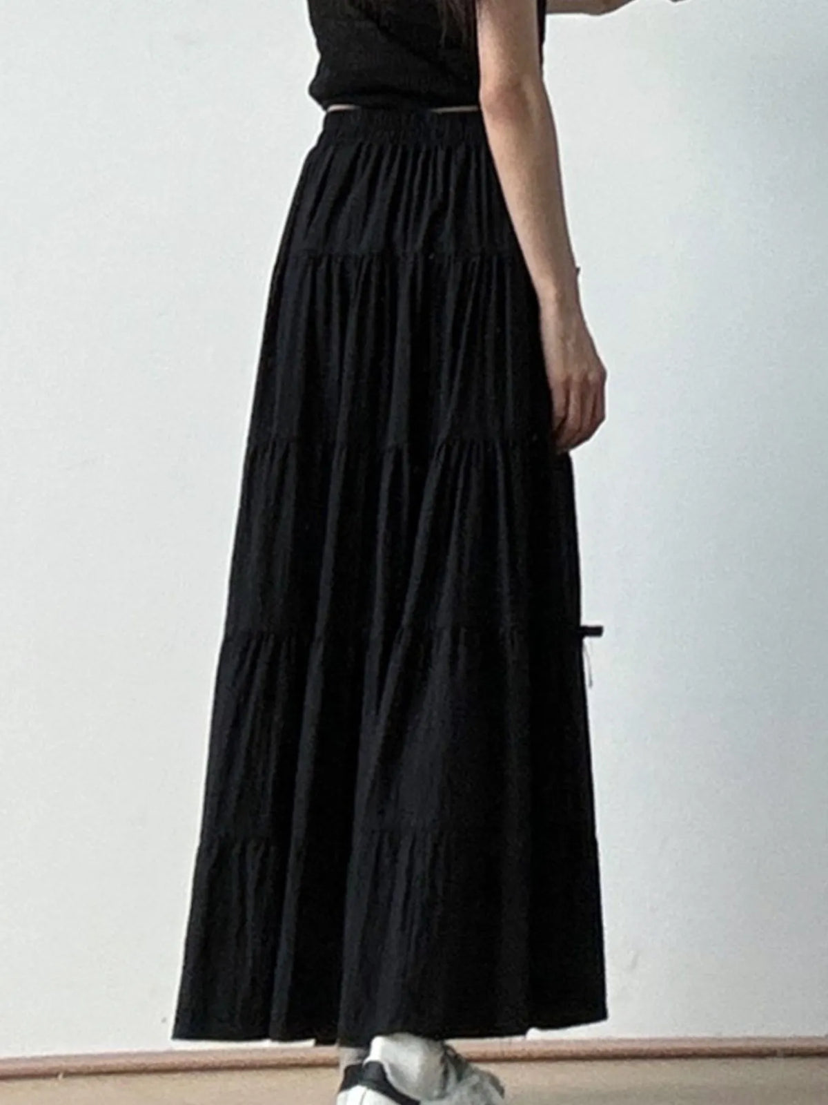 Tiered Bow Maxi Skirt with Elastic Waist