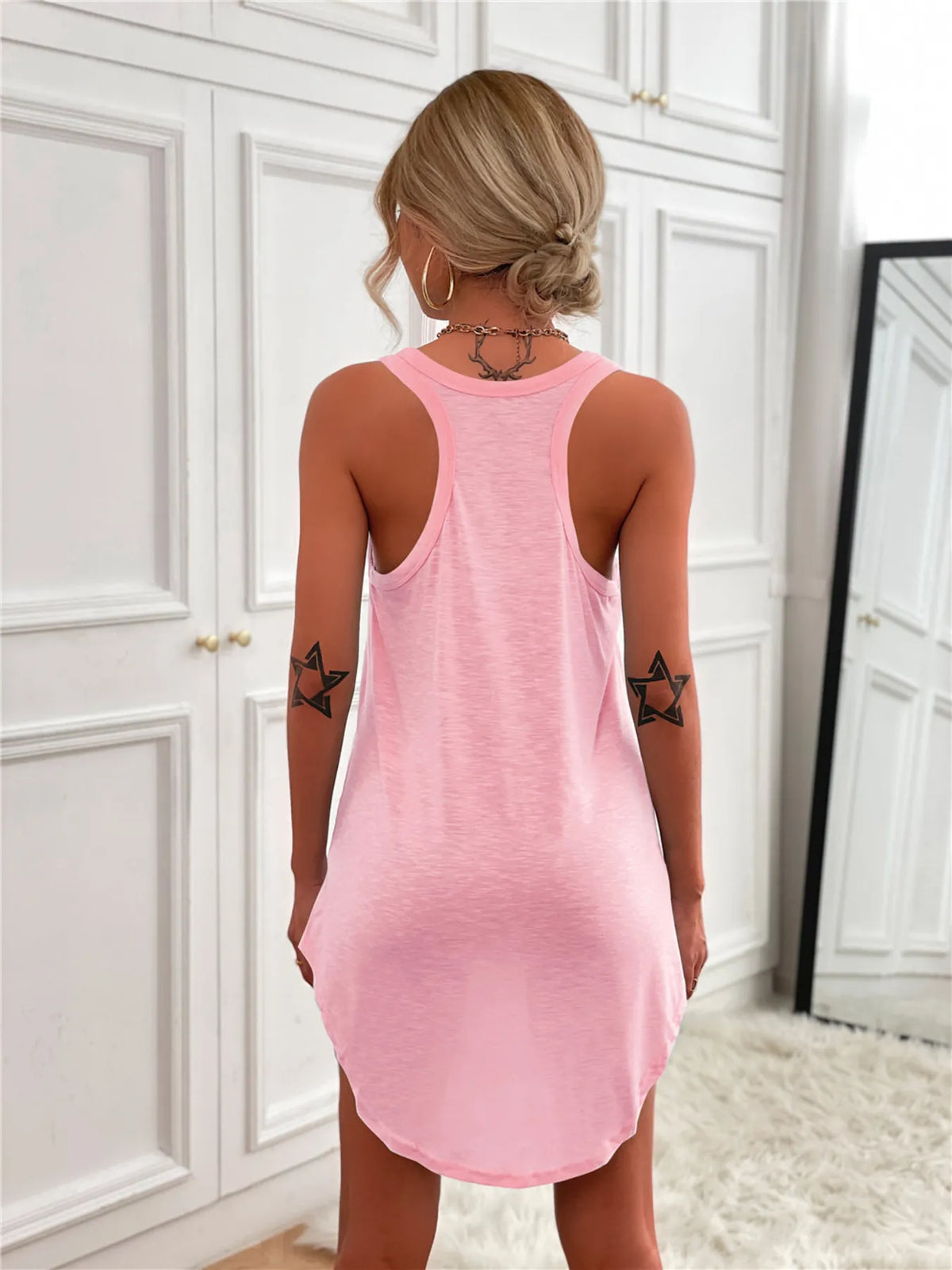 Tank Mini Dress with Curved Hem