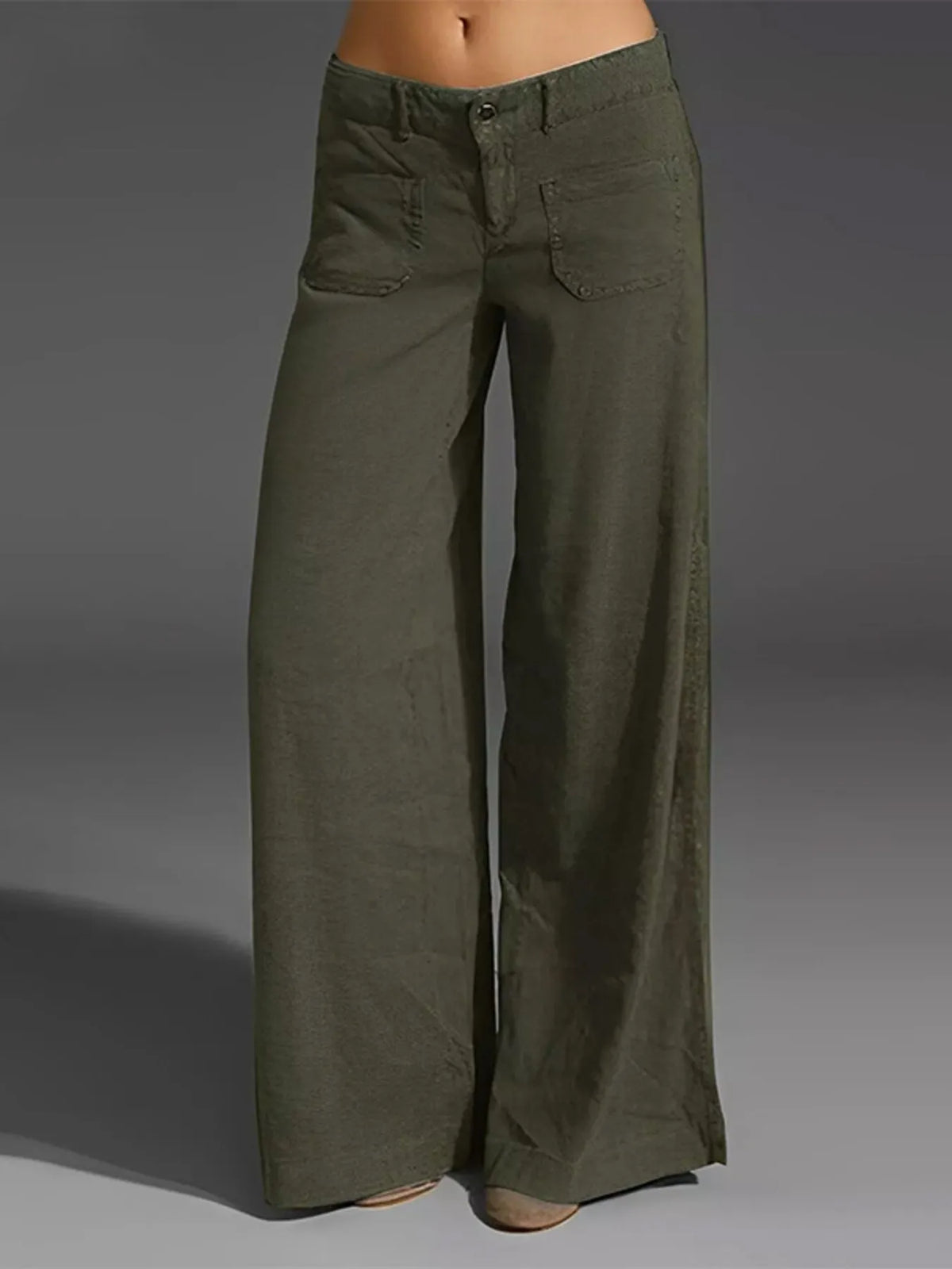 Plus-Size Wide Leg Pants with Pockets