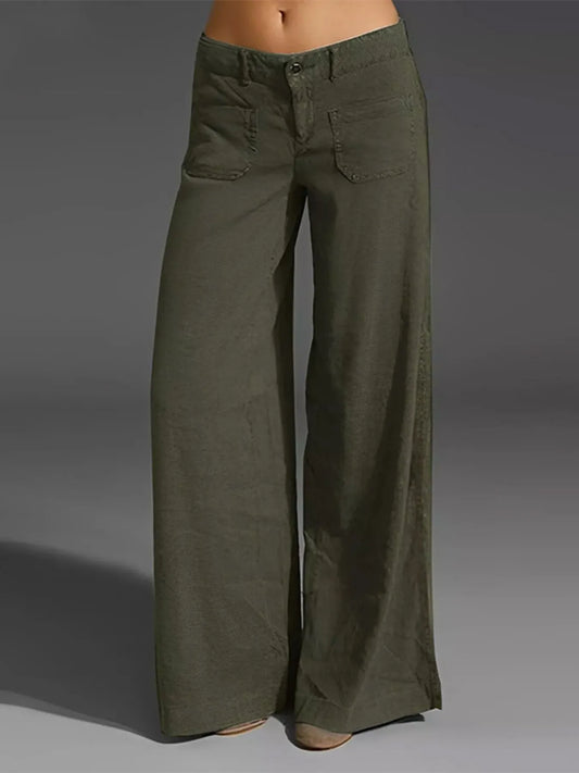 Plus-Size Wide Leg Pants with Pockets