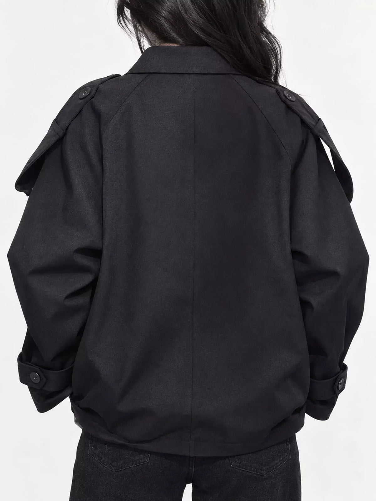 Double-Breasted Trench Jacket with Stand Collar