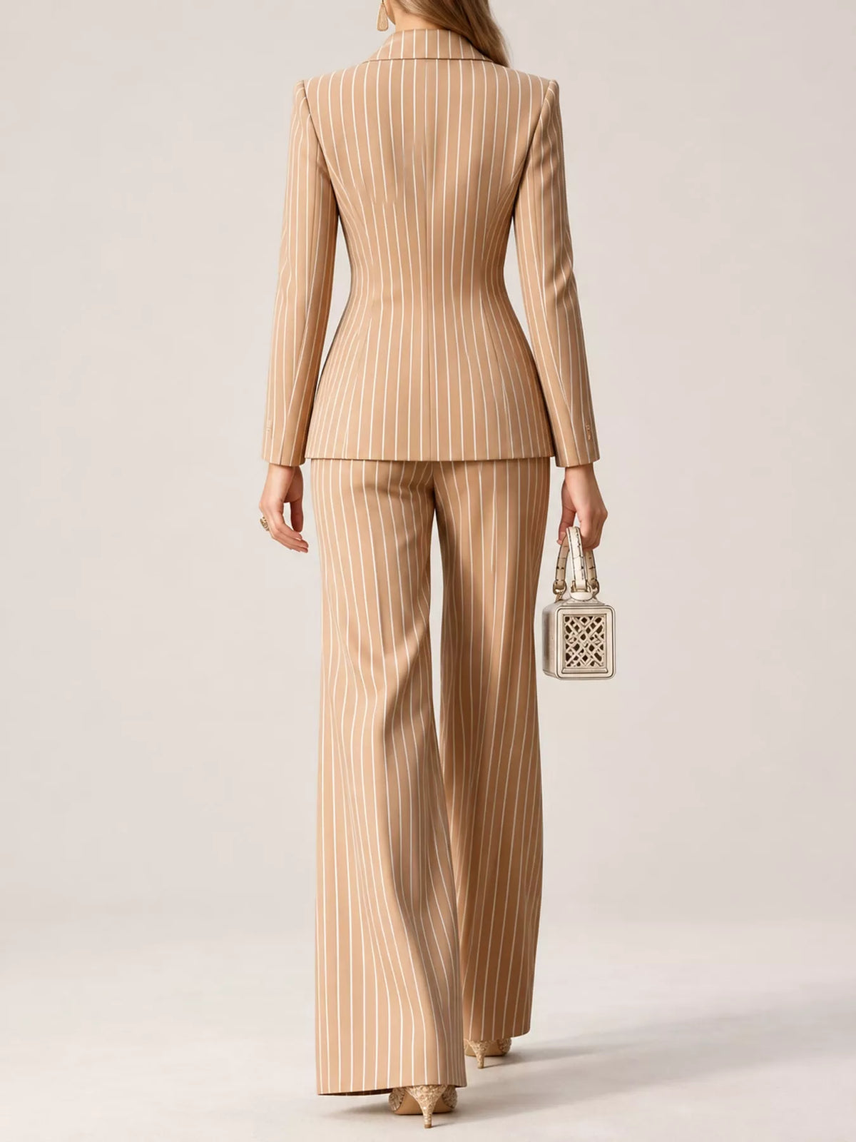 Double-Breasted Pinstripe Blazer and Pants Set
