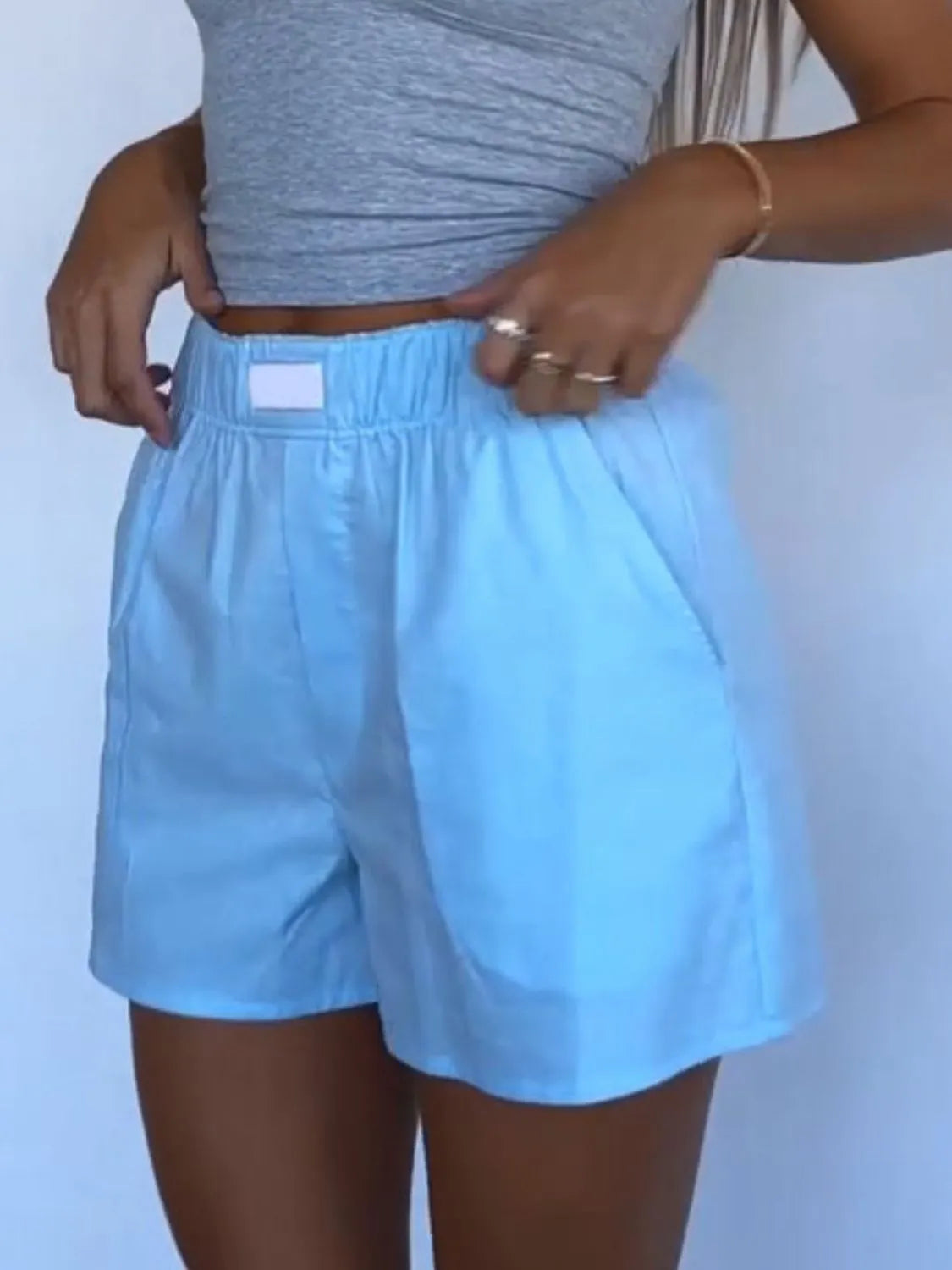 Elastic-Waist Shorts with Pockets