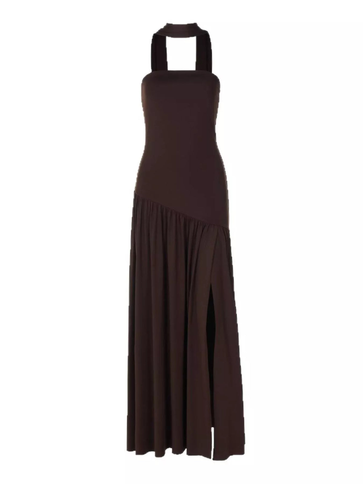 Two-Tone Asymmetrical Tube Maxi Dress
