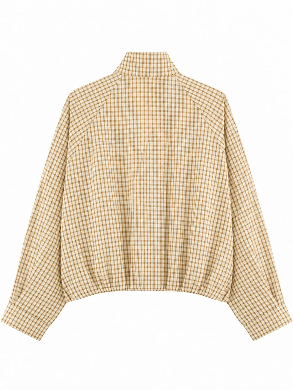 Plaid Stand-Collar Cropped Jacket