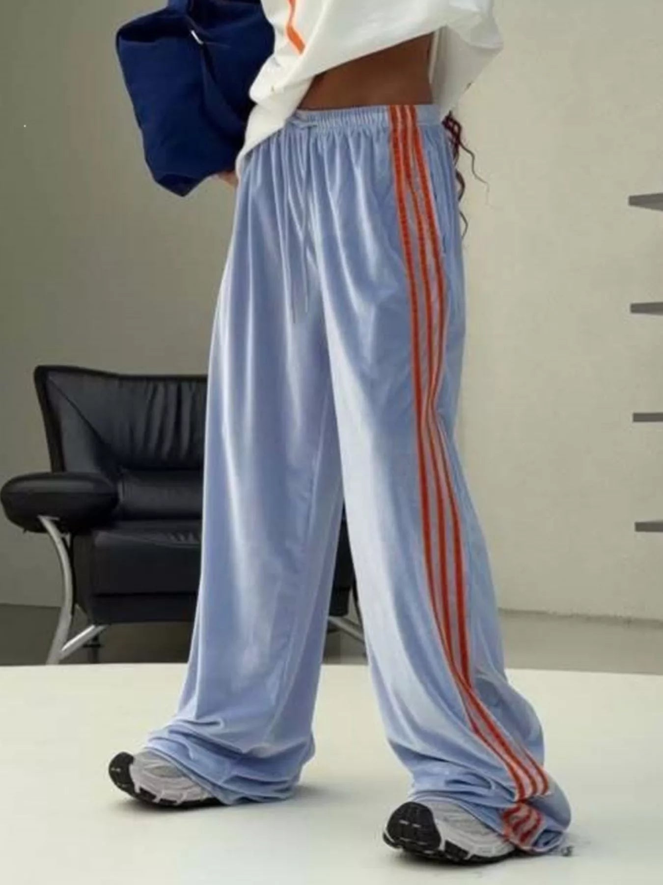 Velvet Wide-Leg Drawstring Pants