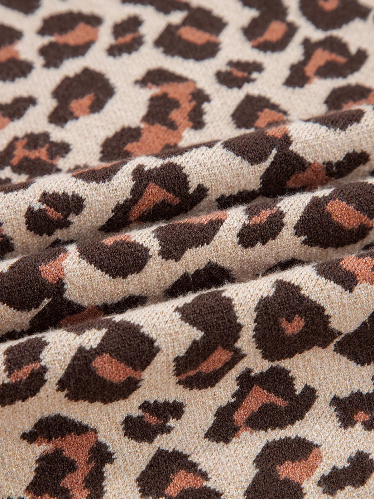 Leopard Print High-Neck Shift Mini Dress