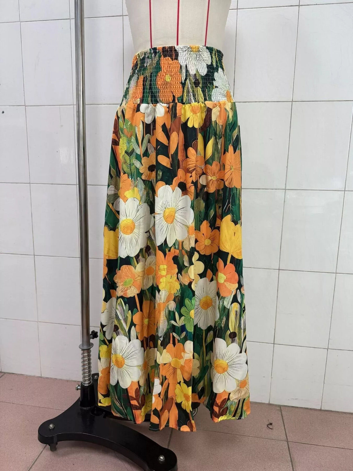 Floral Tiered High-Waisted Maxi Skirt