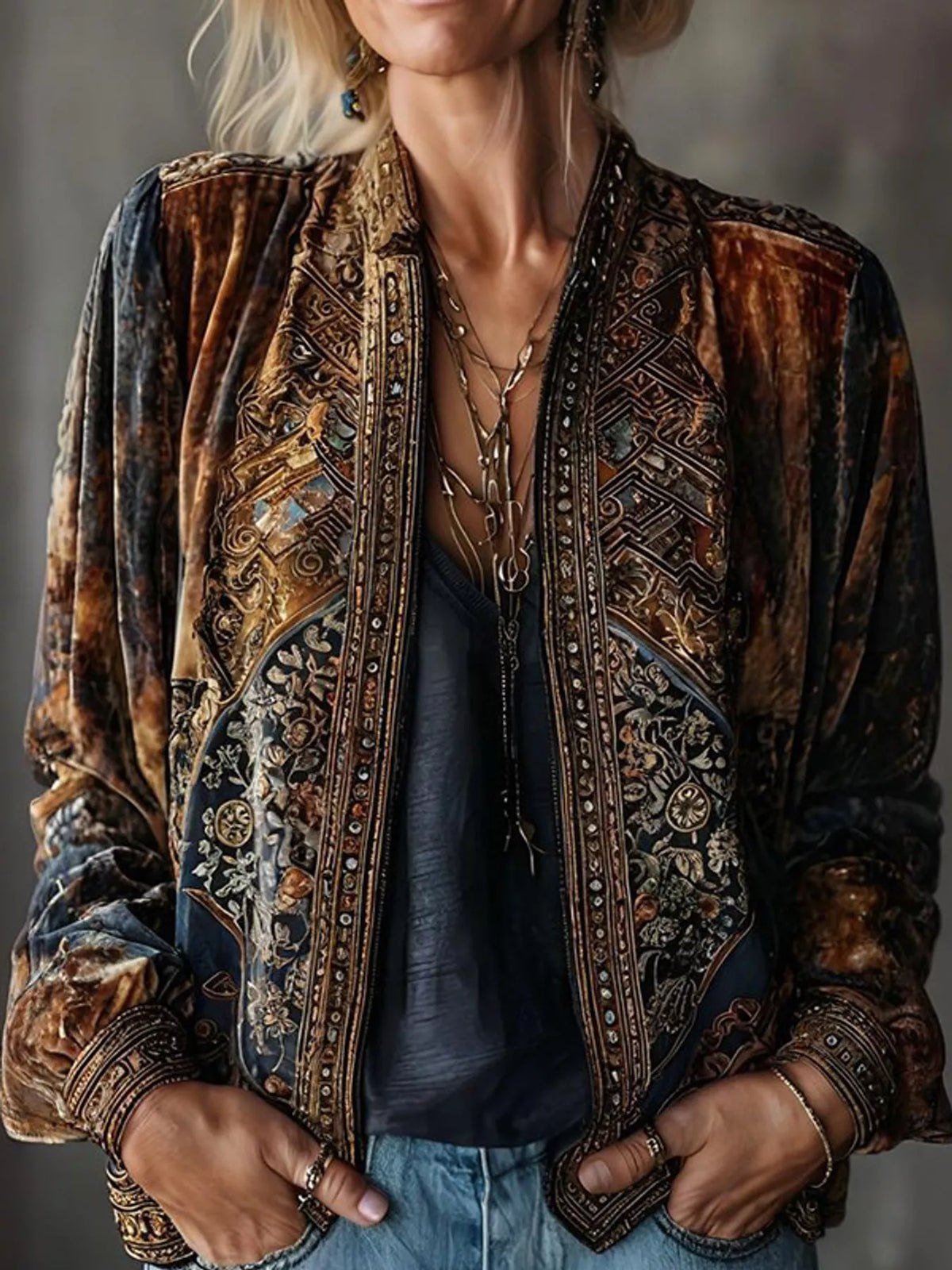 Open Front Cardigan in Multicolor