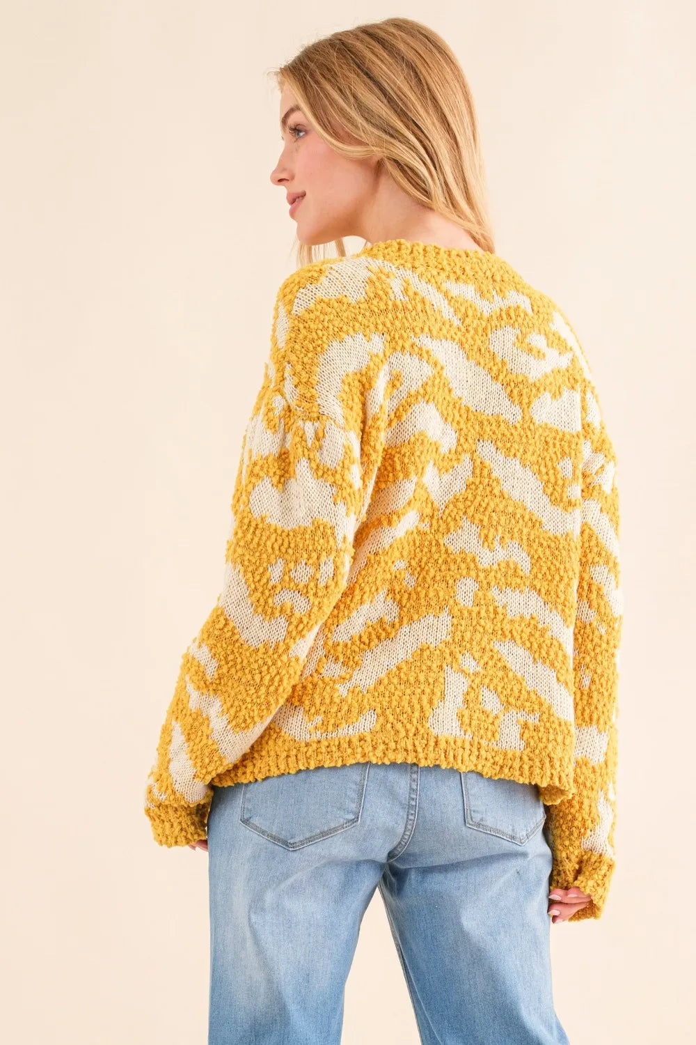 And The Why Textured Contrast Sweater in Mustard