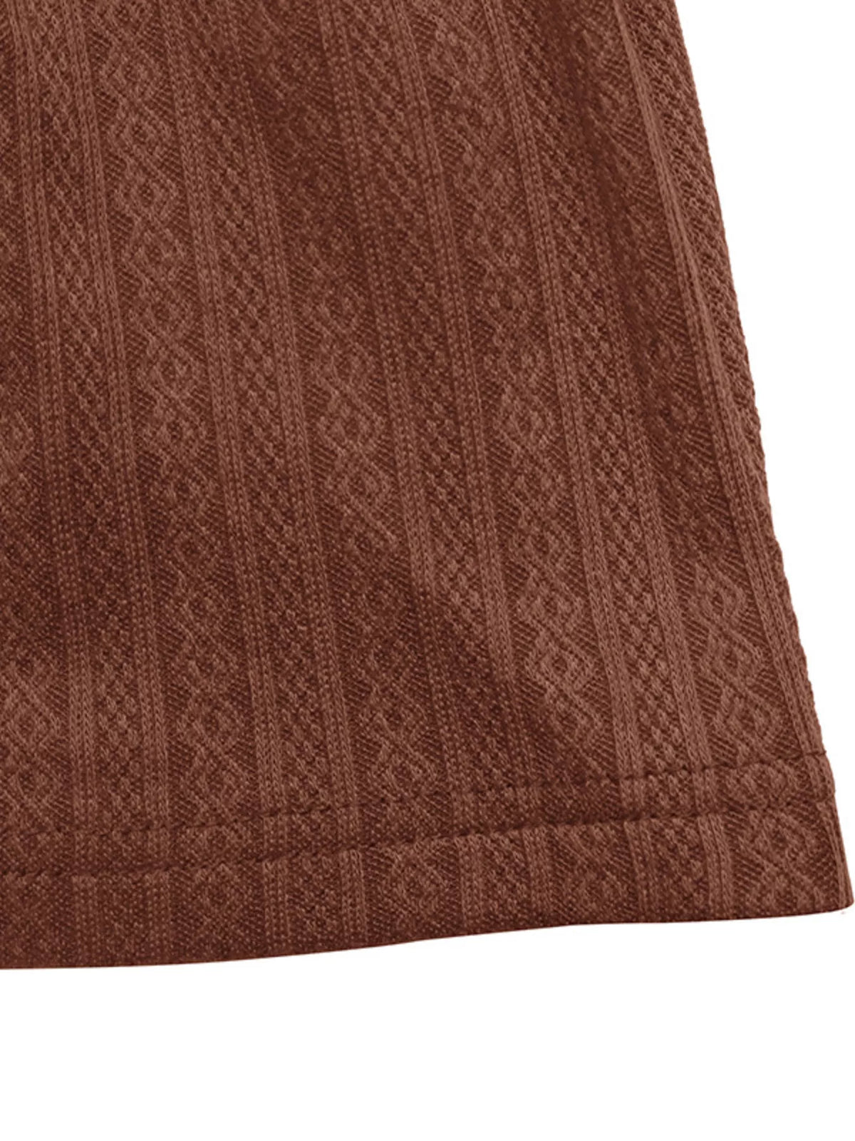 Ruffled Hem Long Sleeve Knit Dress in Coffee Brown