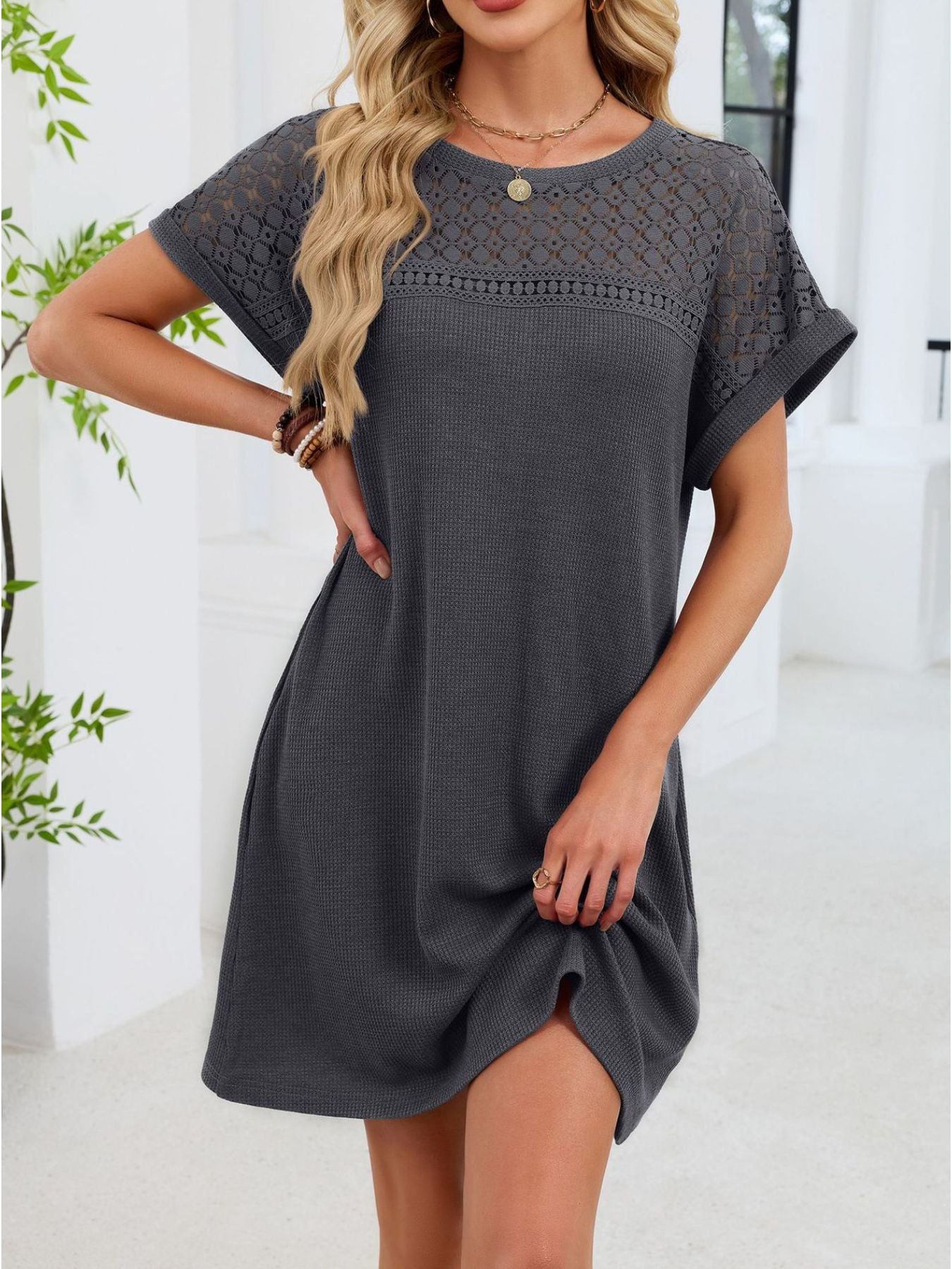 Lace Cutout T-Shirt Dress