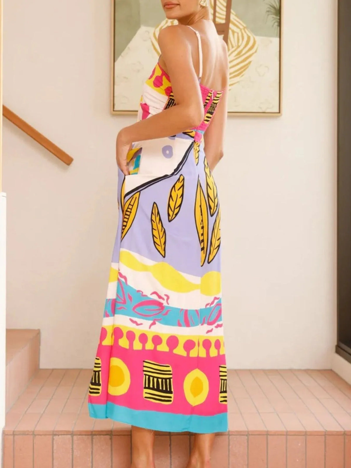 Tied-Front Slit Maxi Cami Dress