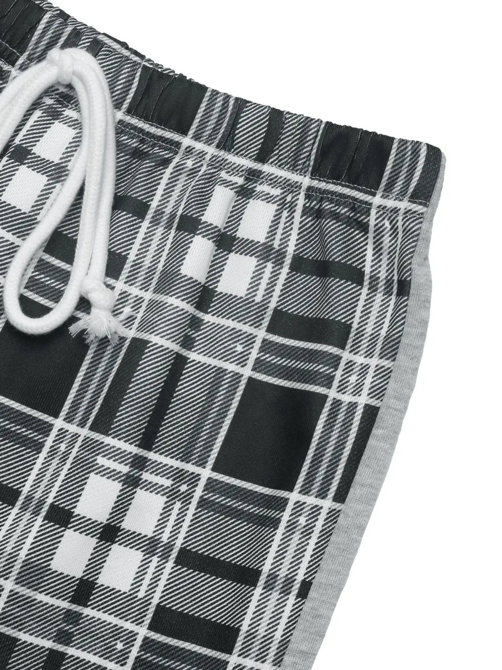 Drawstring Plaid Wide Leg Pants in Black