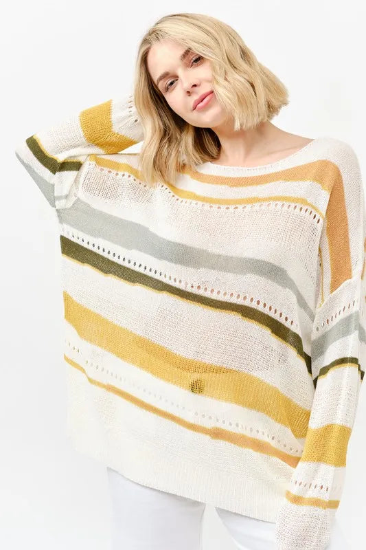And The Why Abstract Striped Sweater in Multi