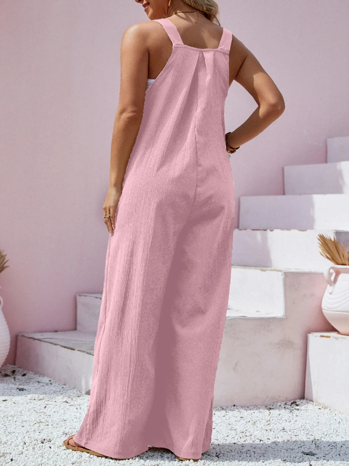 Square Neck Wide Leg Overalls in Plus Size