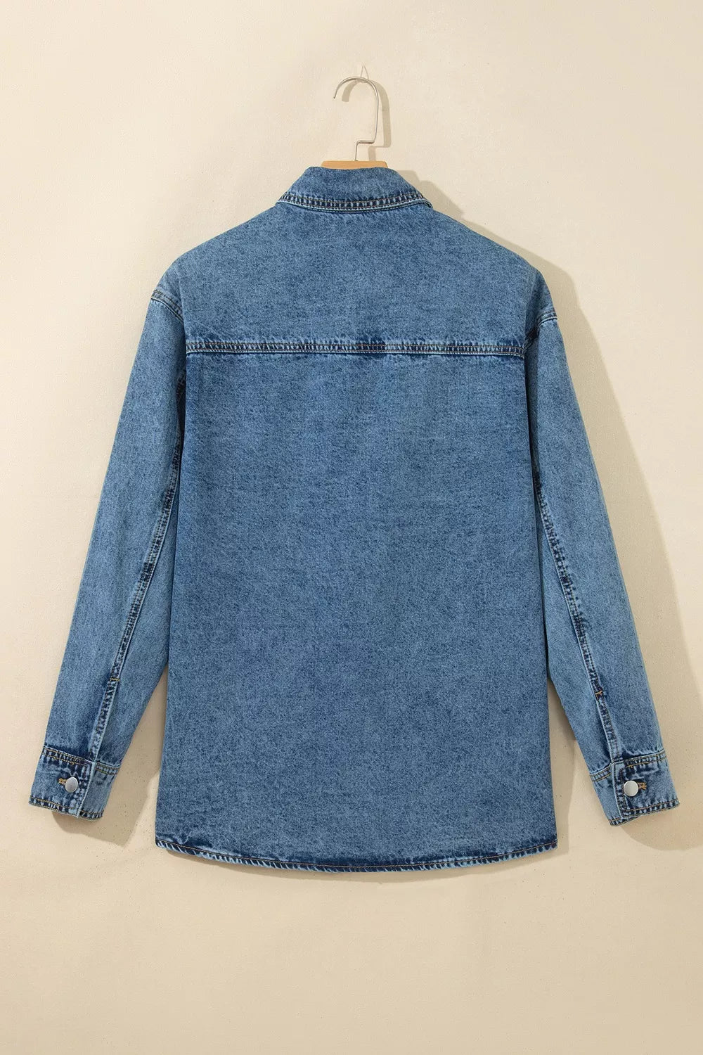 Western Rivet Studded Denim Jacket in Medium Wash