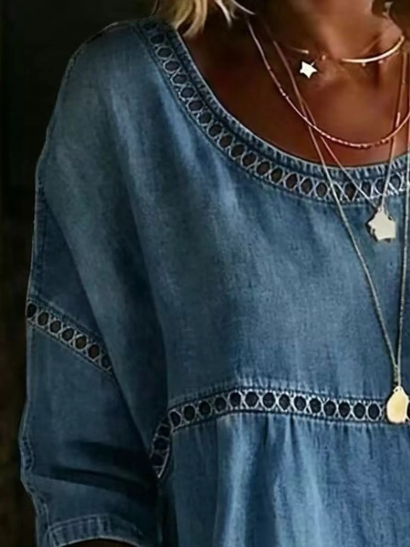 Hollow Out Round Neck Top