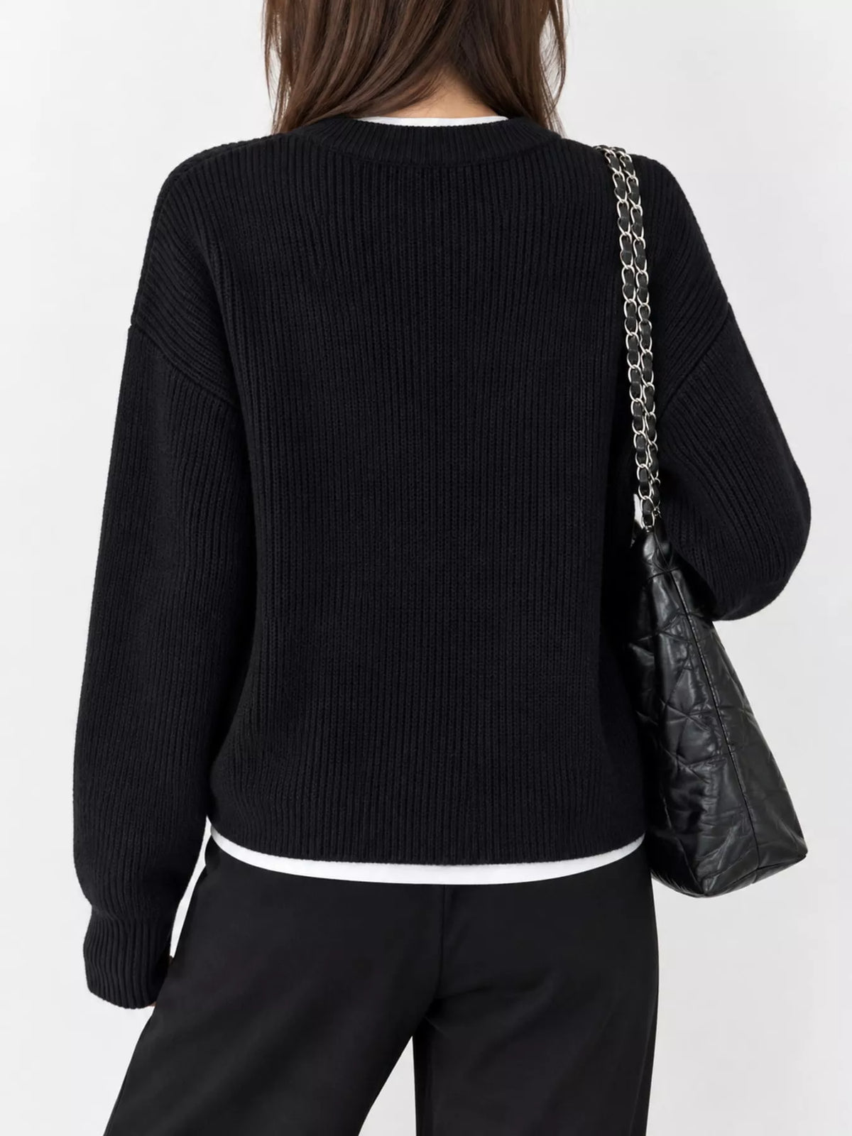Zip-Up Dropped Shoulder Ribbed Cardigan