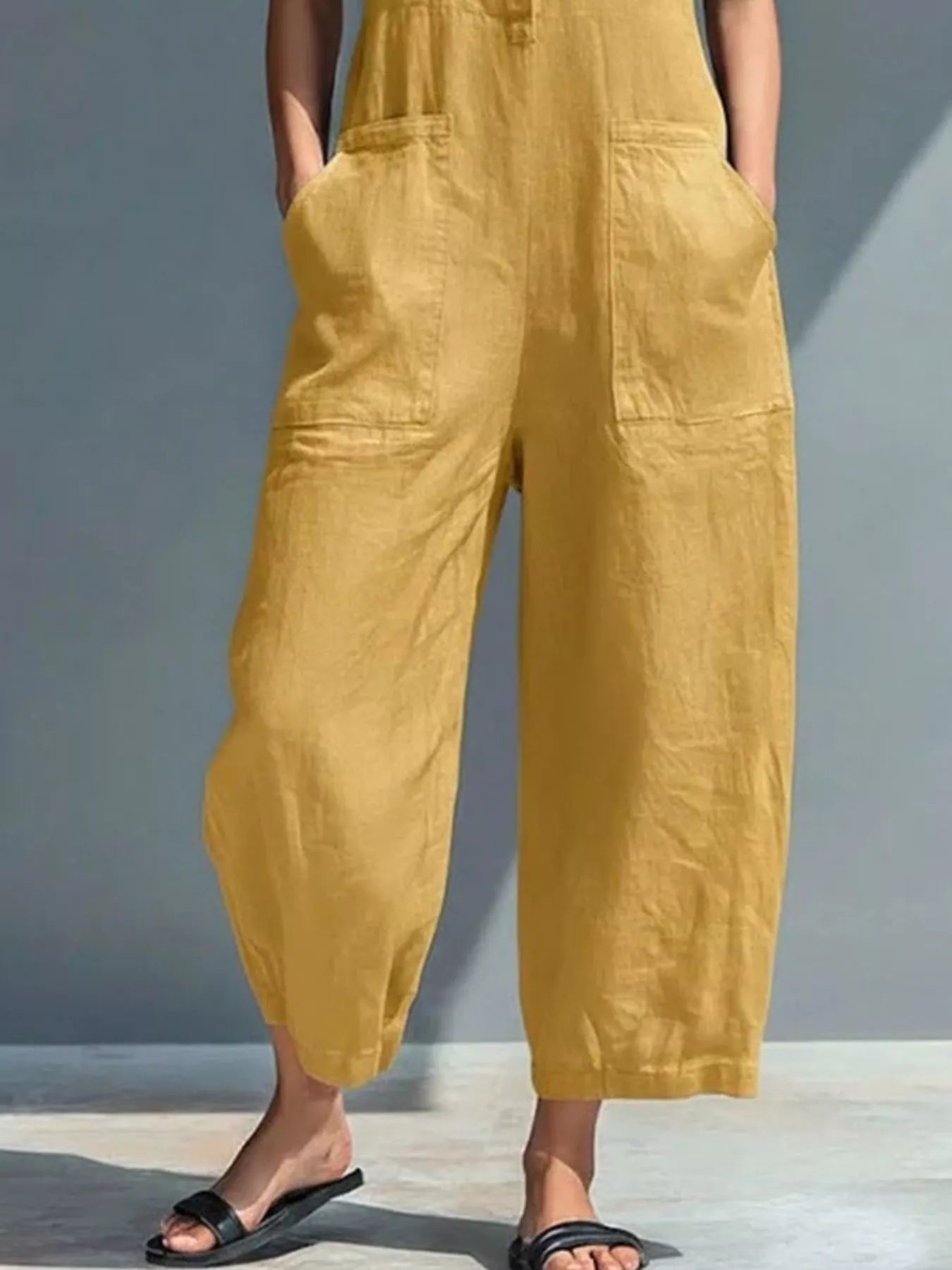 Button Front Sleeveless Jumpsuit