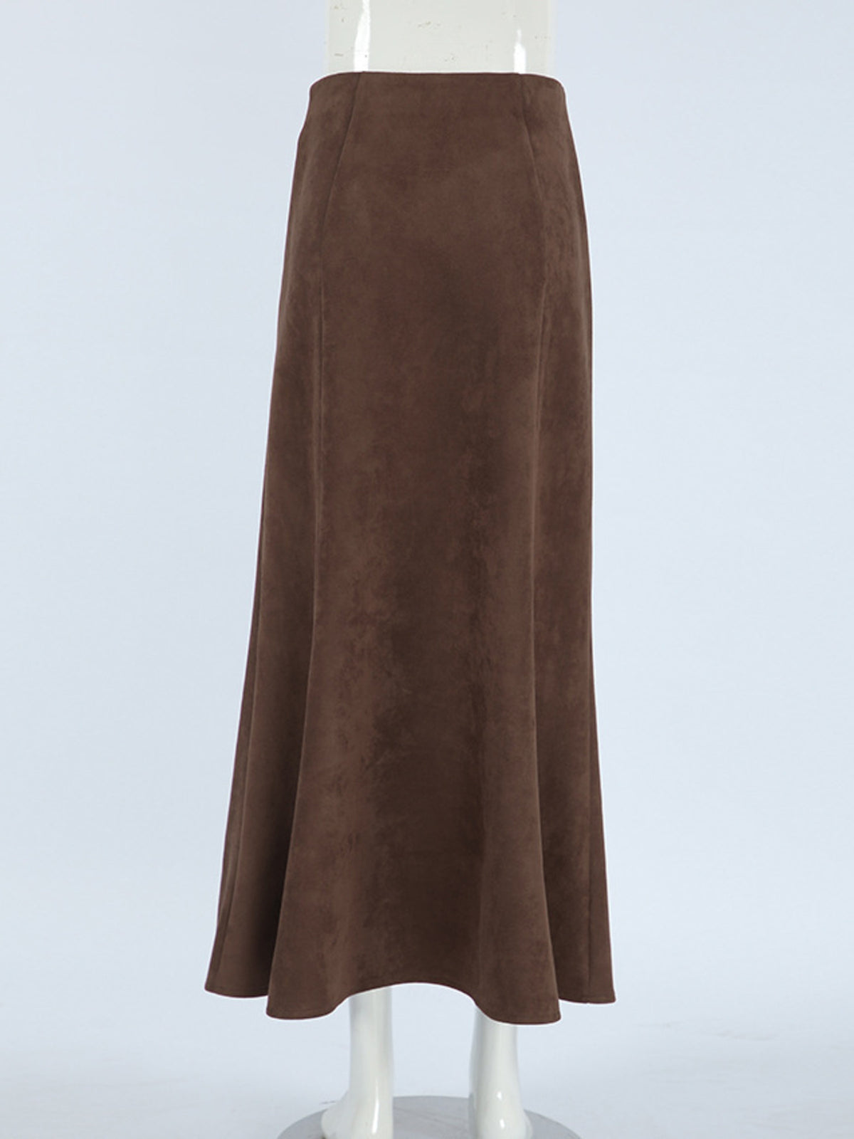 Suede Midi Skirt in Dark Brown