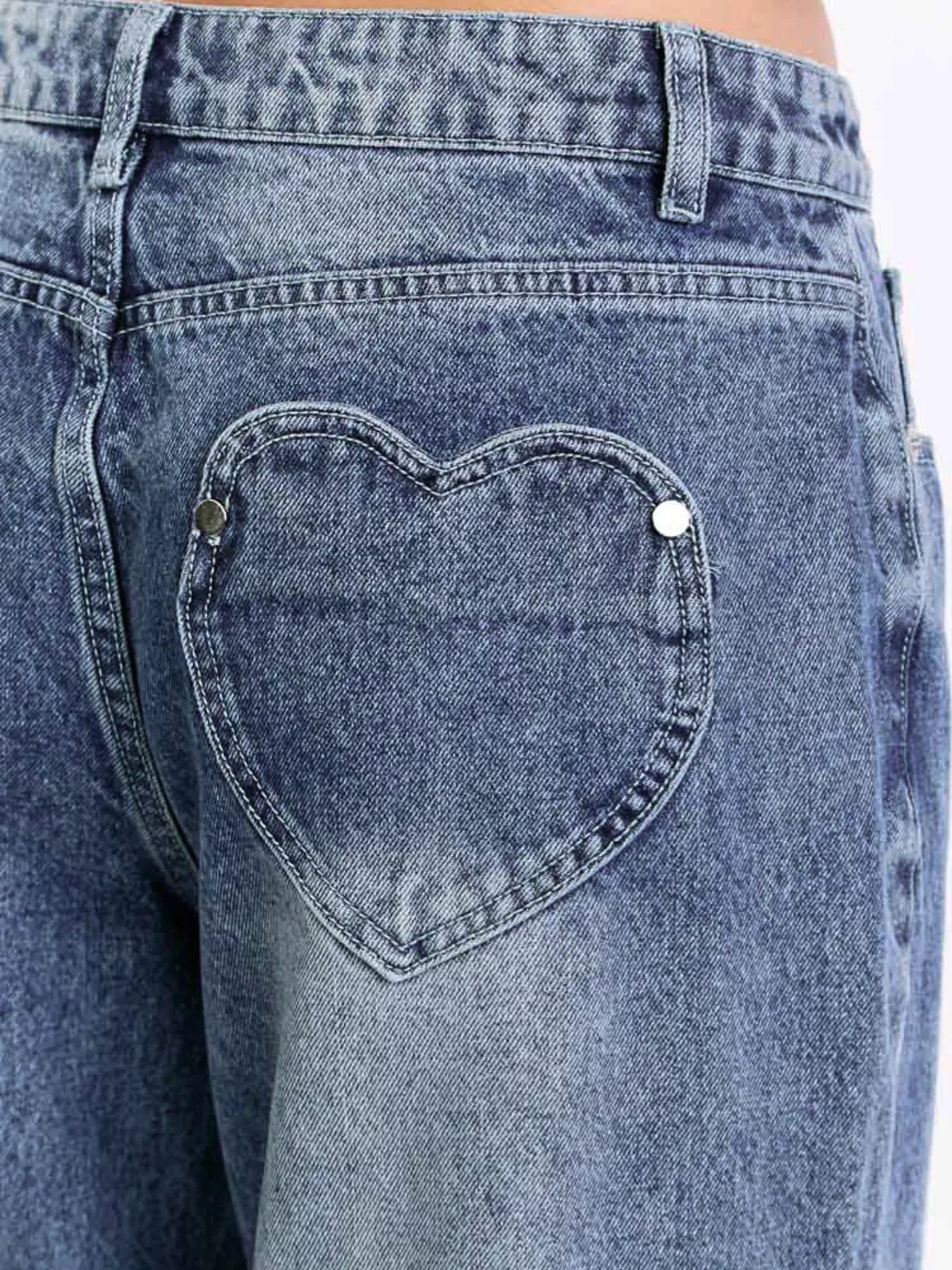 Wide Leg Denim Jeans in Blue