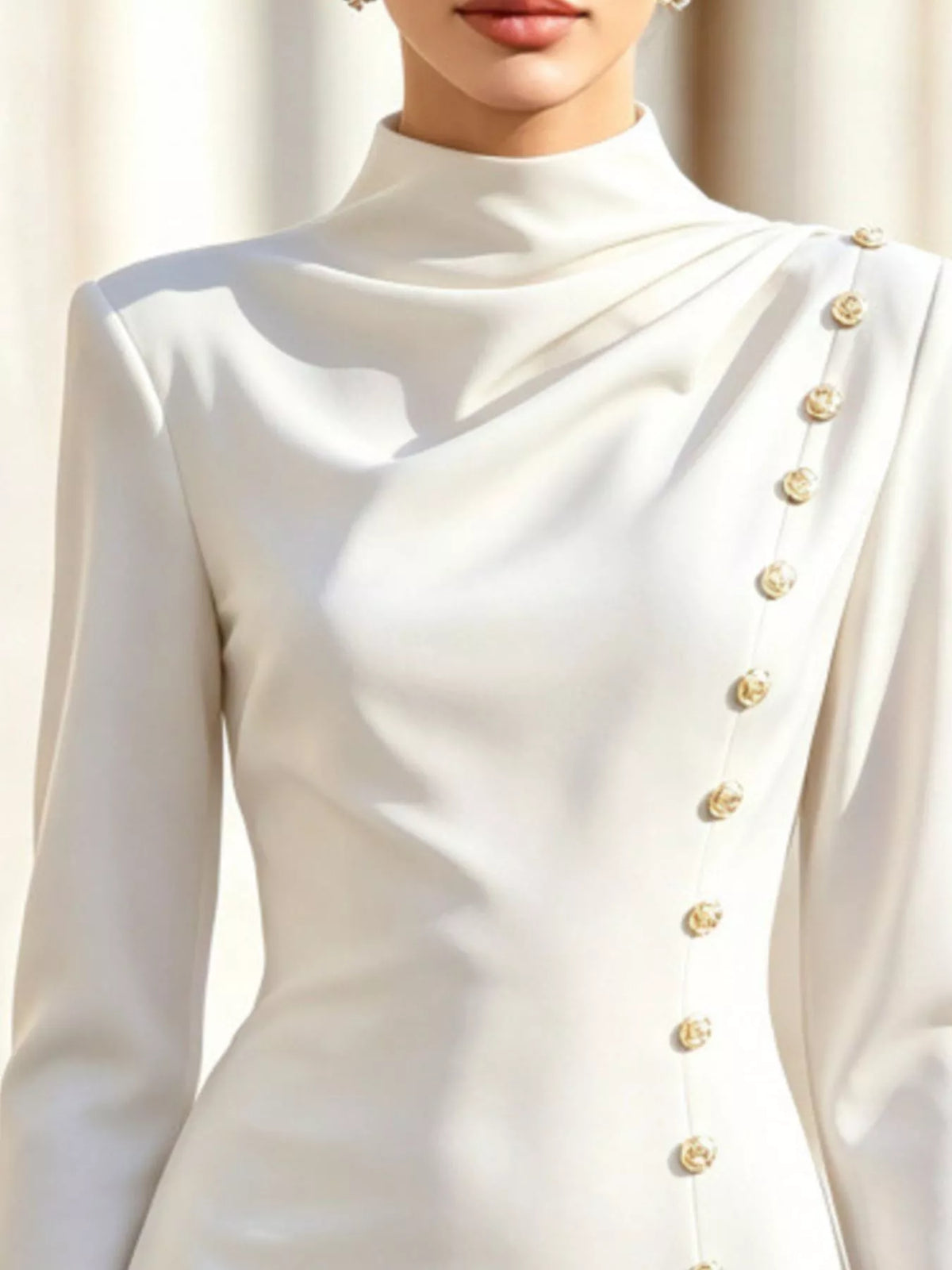 Mock Neck Long-Sleeve Bodycon Dress