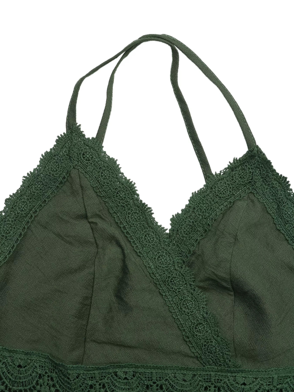 Lace Trim Spaghetti Strap Maxi Dress in Sage