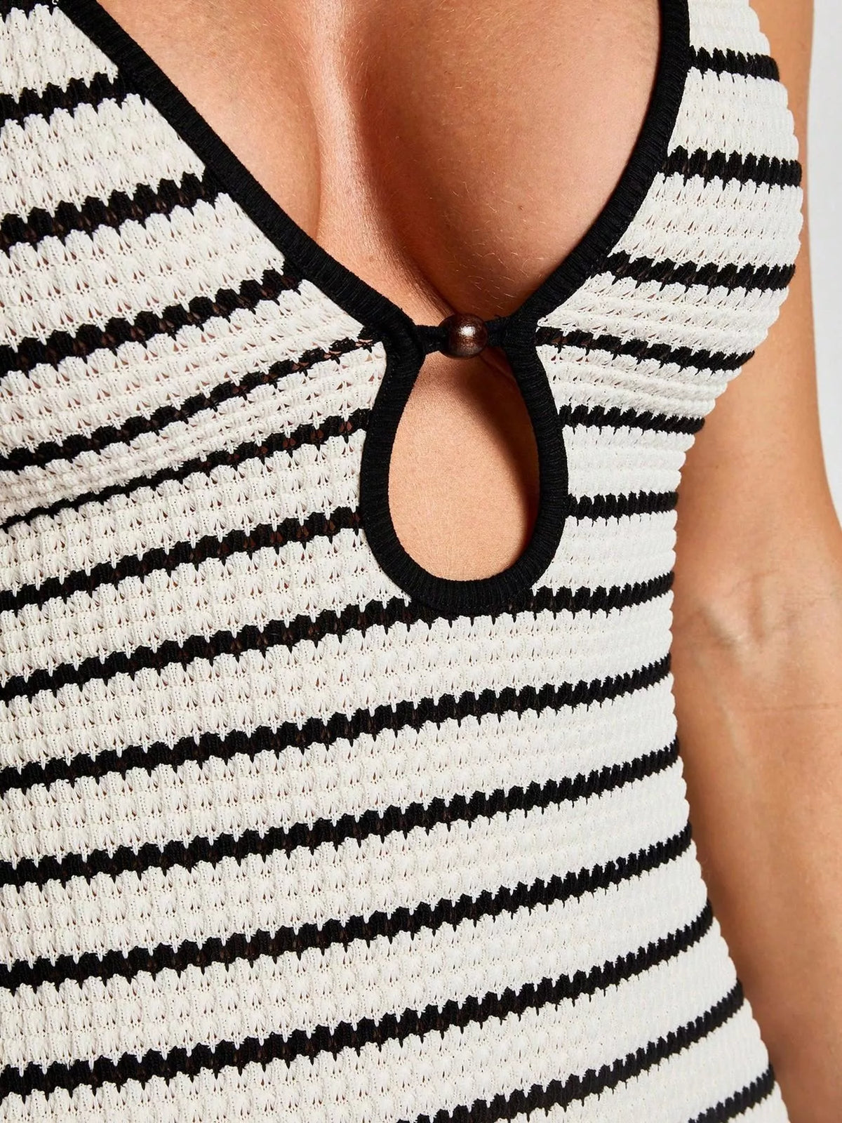 Striped Halter Neck Maxi Dress in White