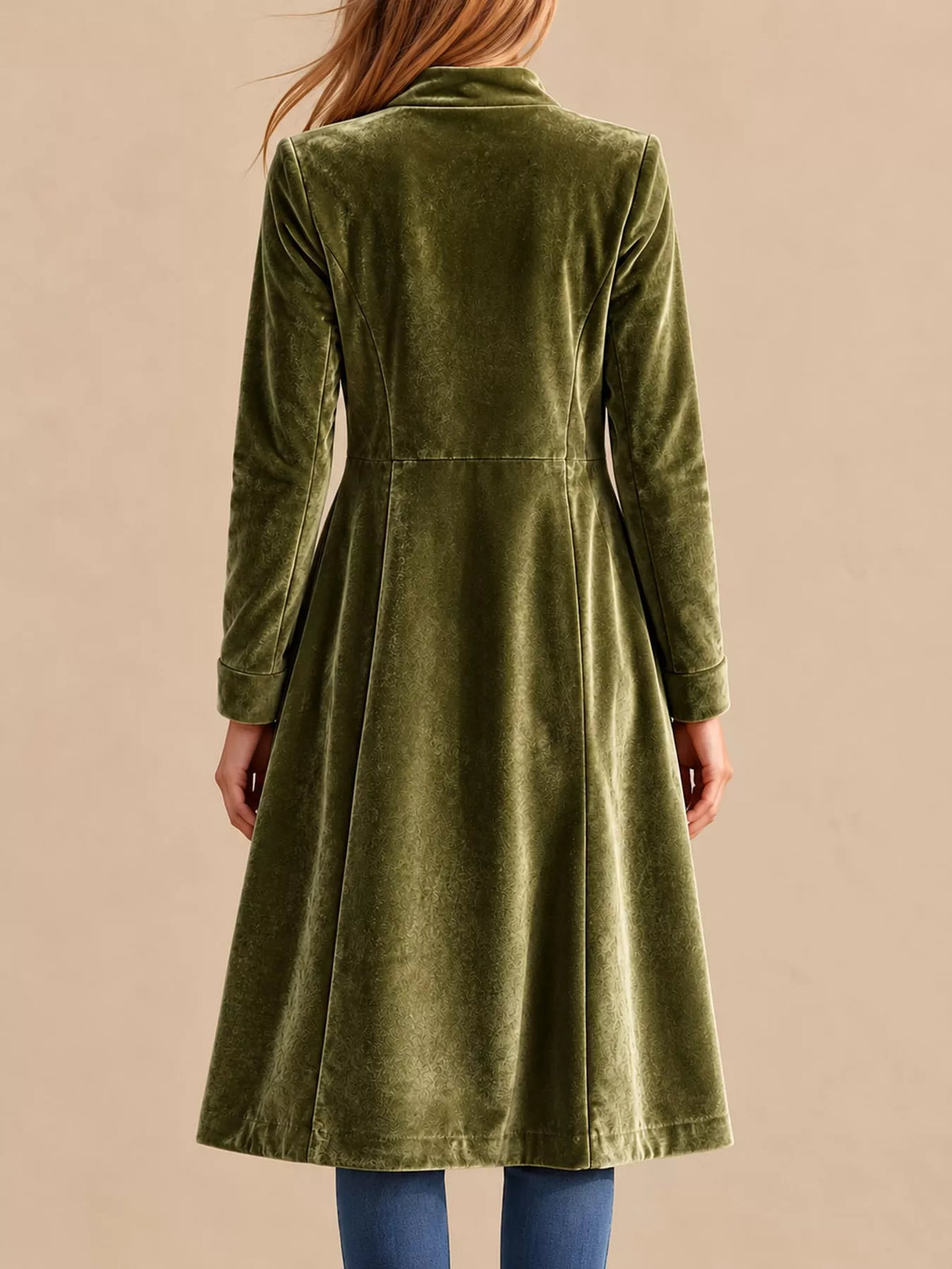 Velvet Zip-Up Longline Jacket