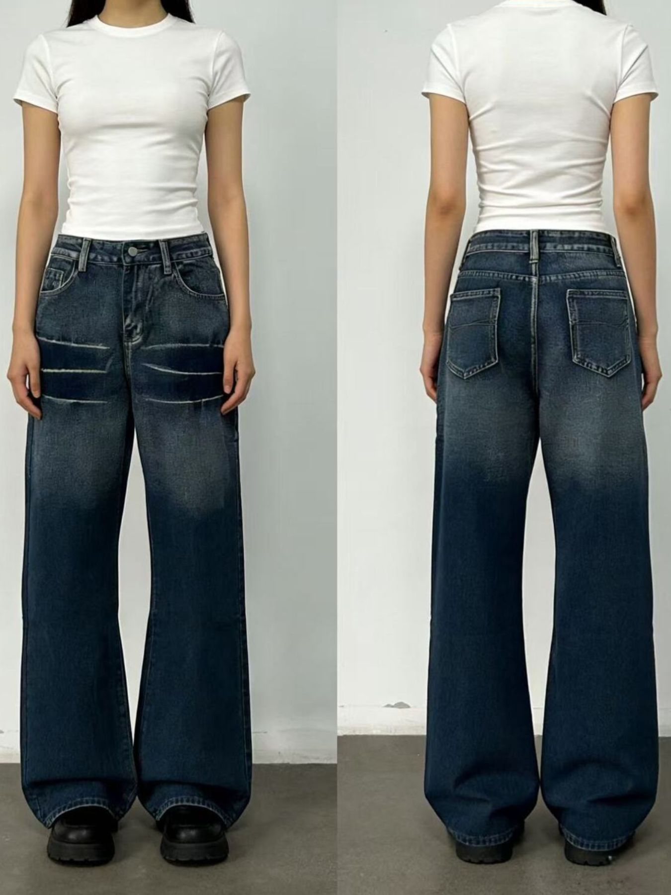 Classic Washed Wide Leg Jeans by Dreamy Drapes