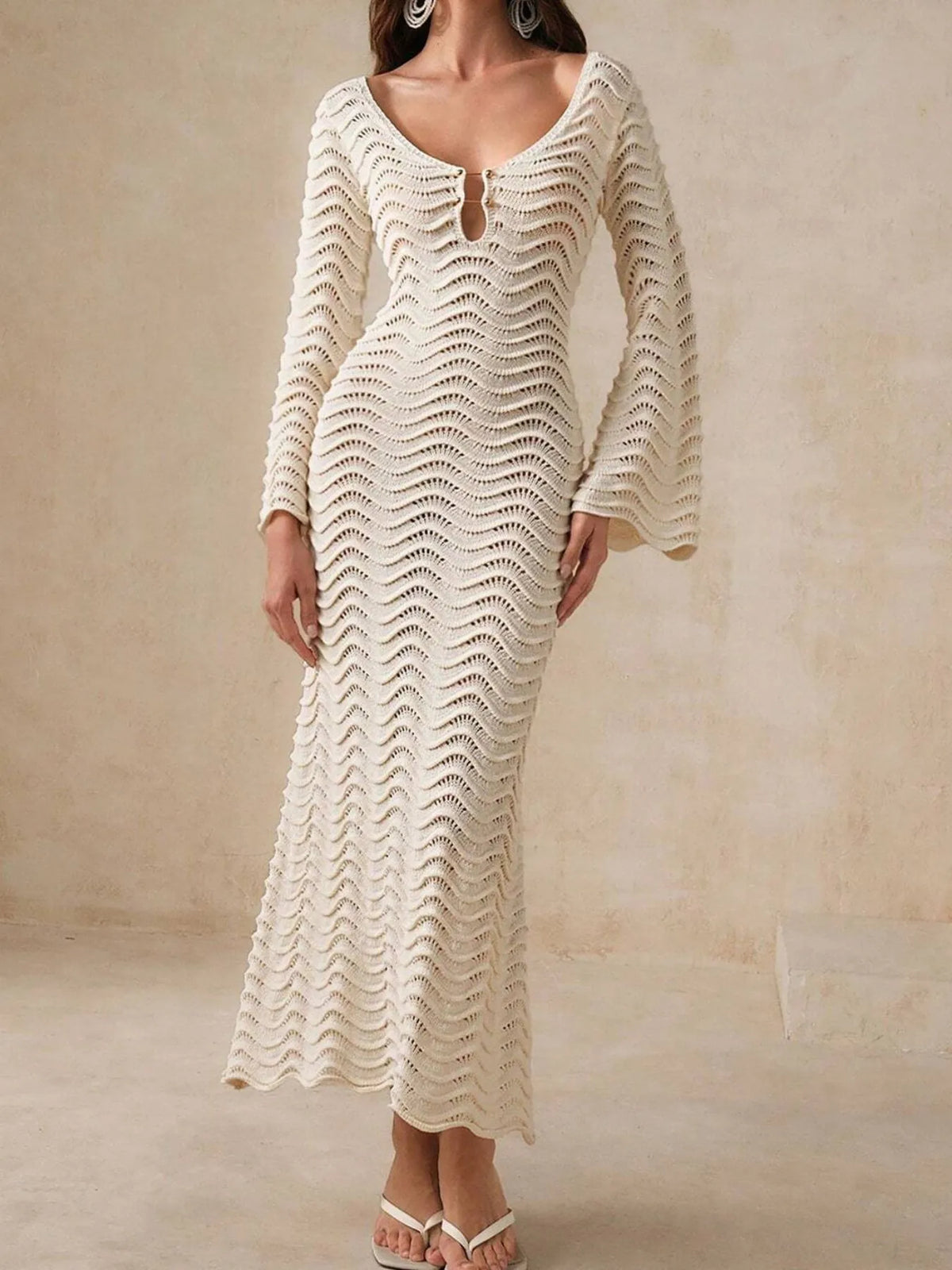 Openwork Crochet Maxi Dress with Cutouts