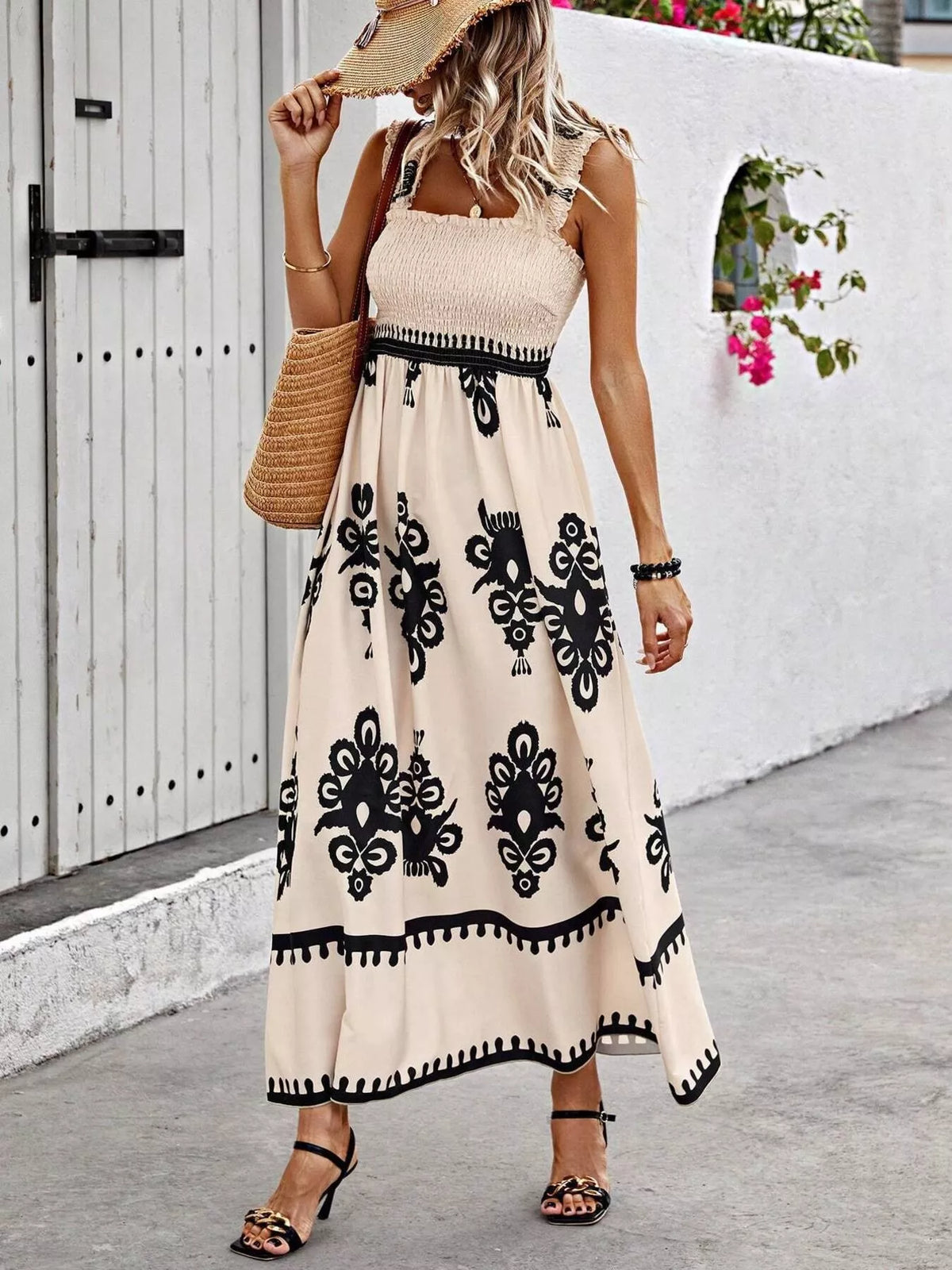 Smocked Square Neck Maxi Dress