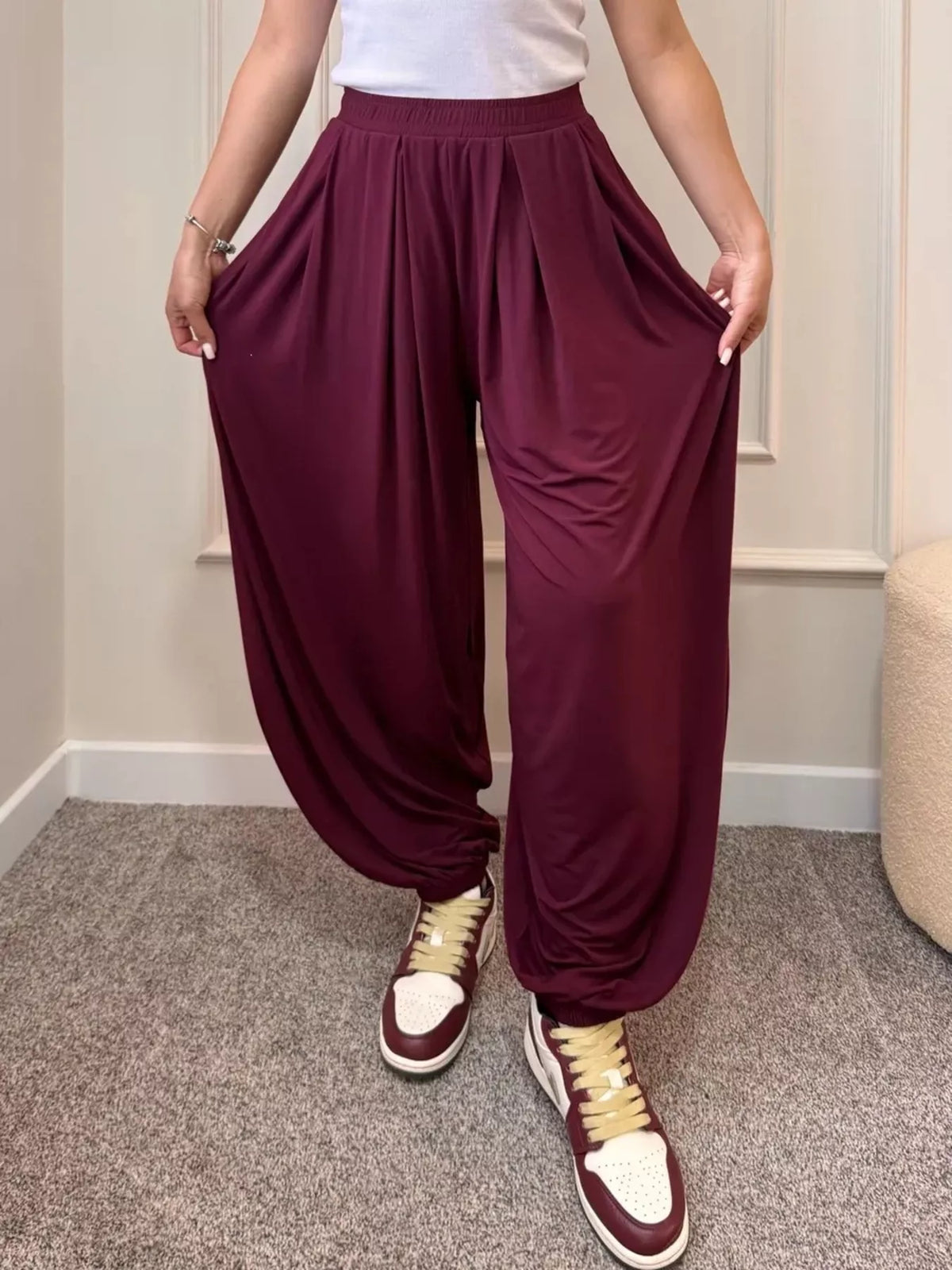 High-Waisted Pleated Wide-Leg Pants
