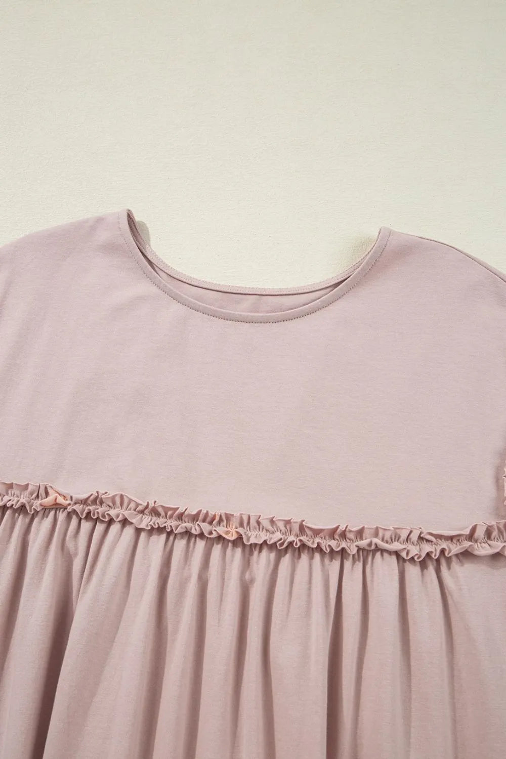 Frilled Trim Mini Dress in Dusty Pink
