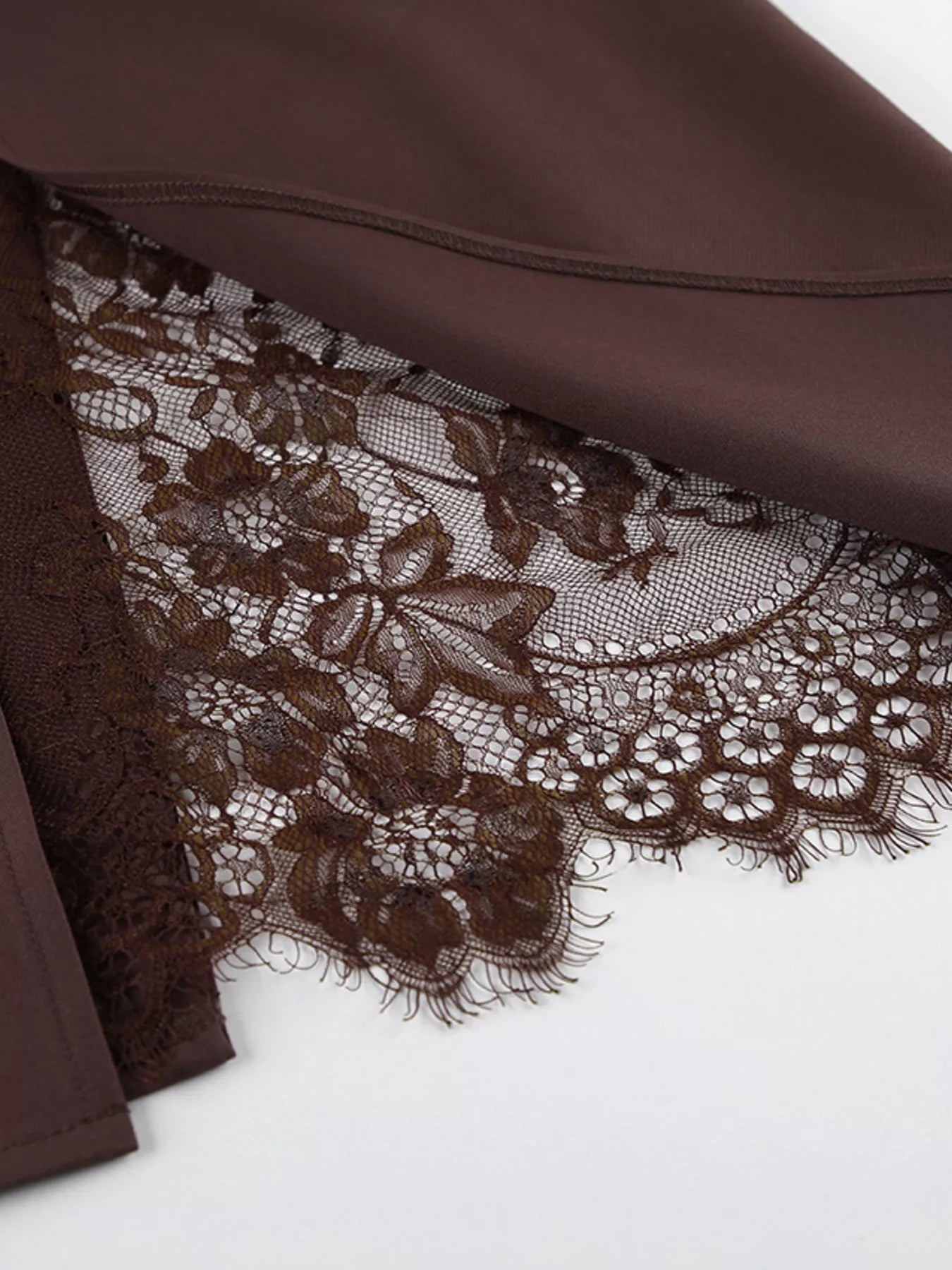 Lace-Trimmed Slit A-Line Skirt