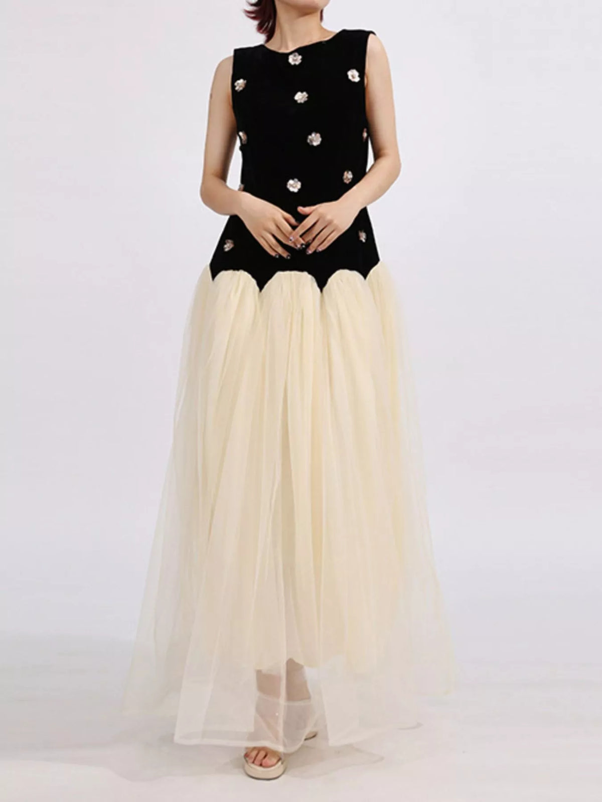 Tulle Maxi Dress in Black
