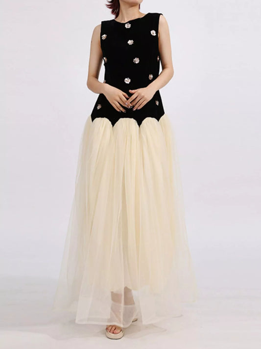 Tulle Maxi Dress in Black