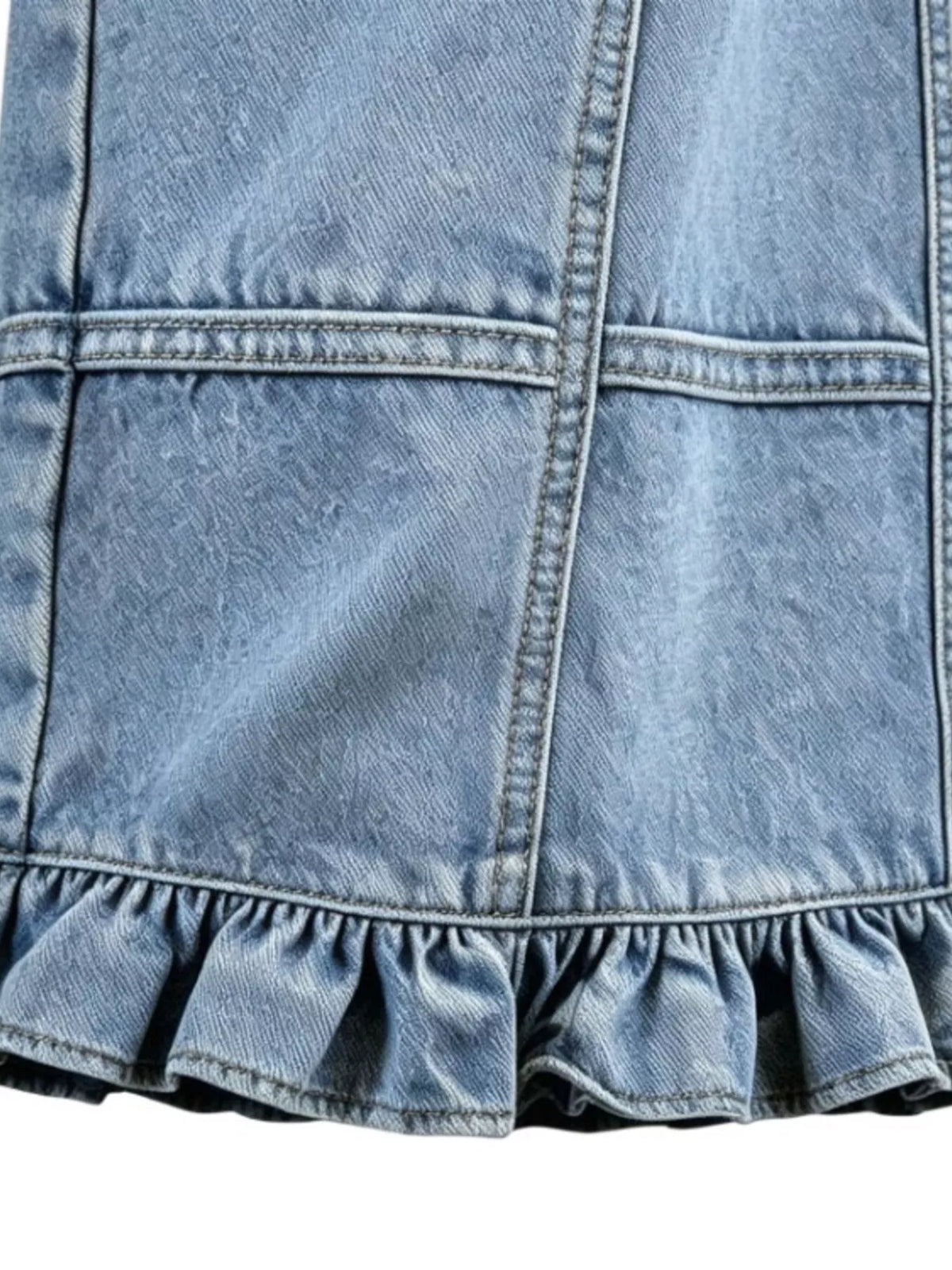 High-Waisted Wide-Leg Ruffle Hem Jeans by Invera