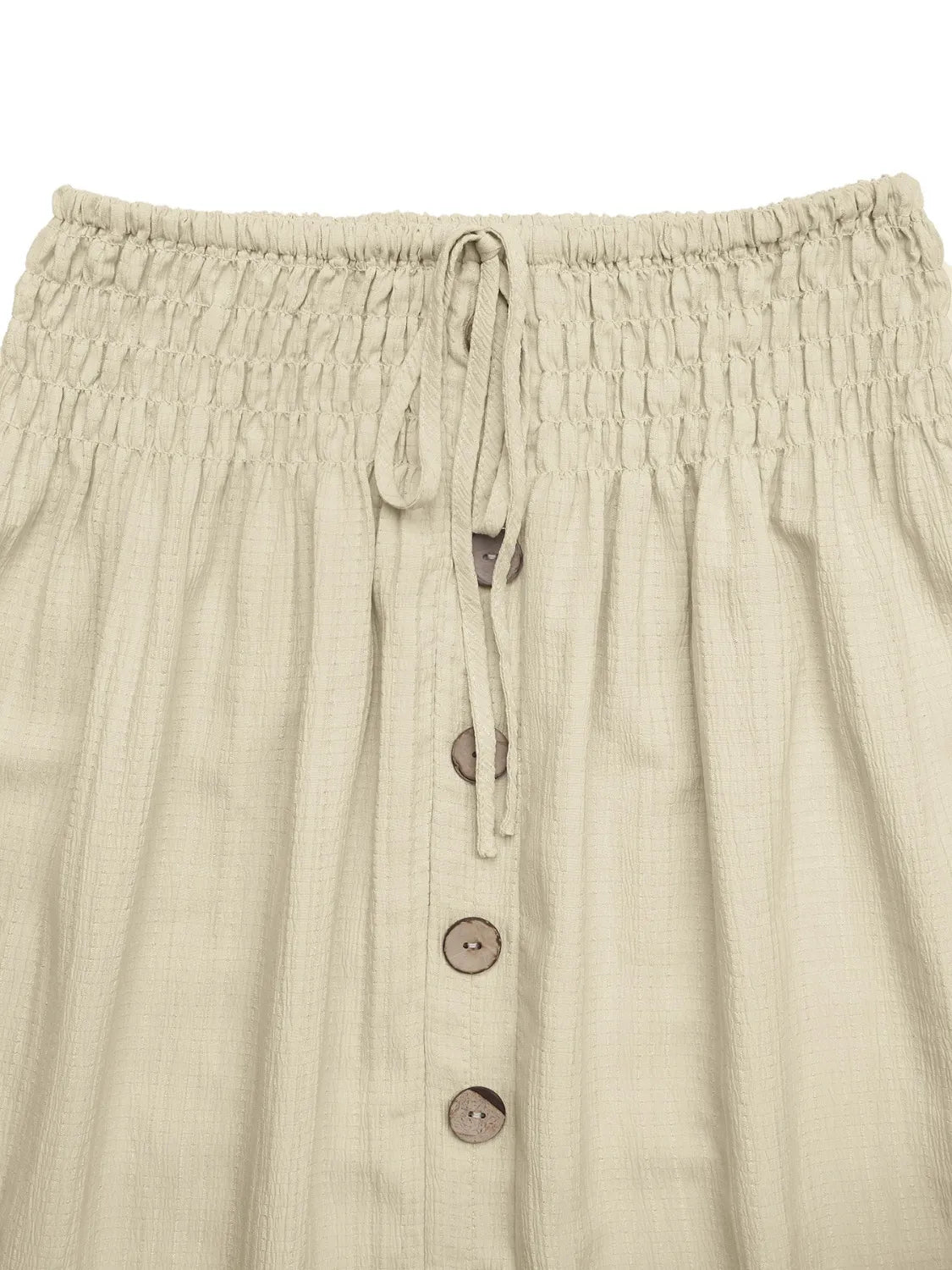Ruffled Hem Slit Skirt in Beige