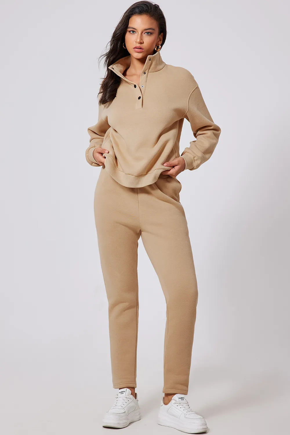 Half Snap Turtleneck Active Set in Dust Storm