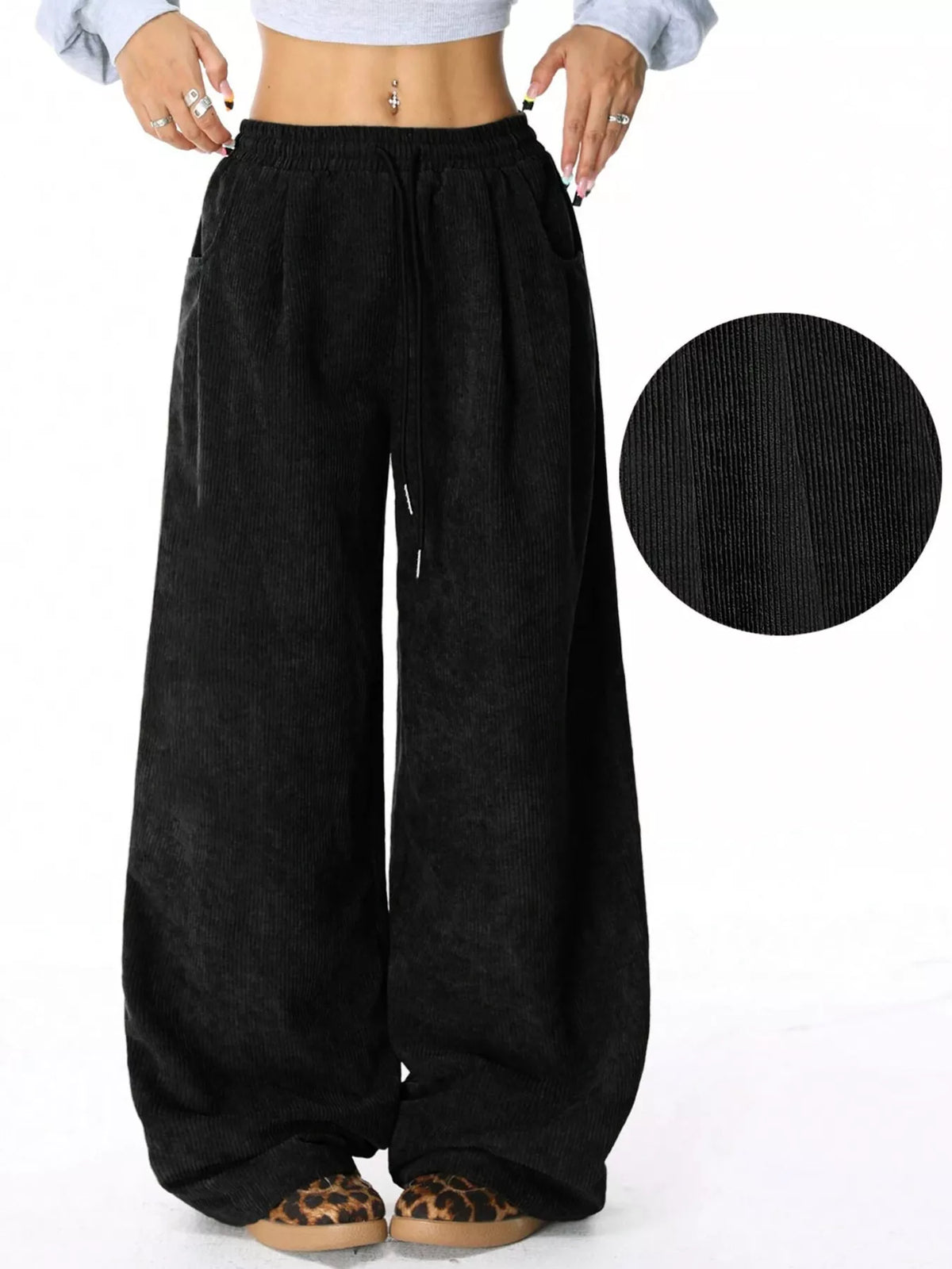 Relaxed Corduroy Pants with Drawstring